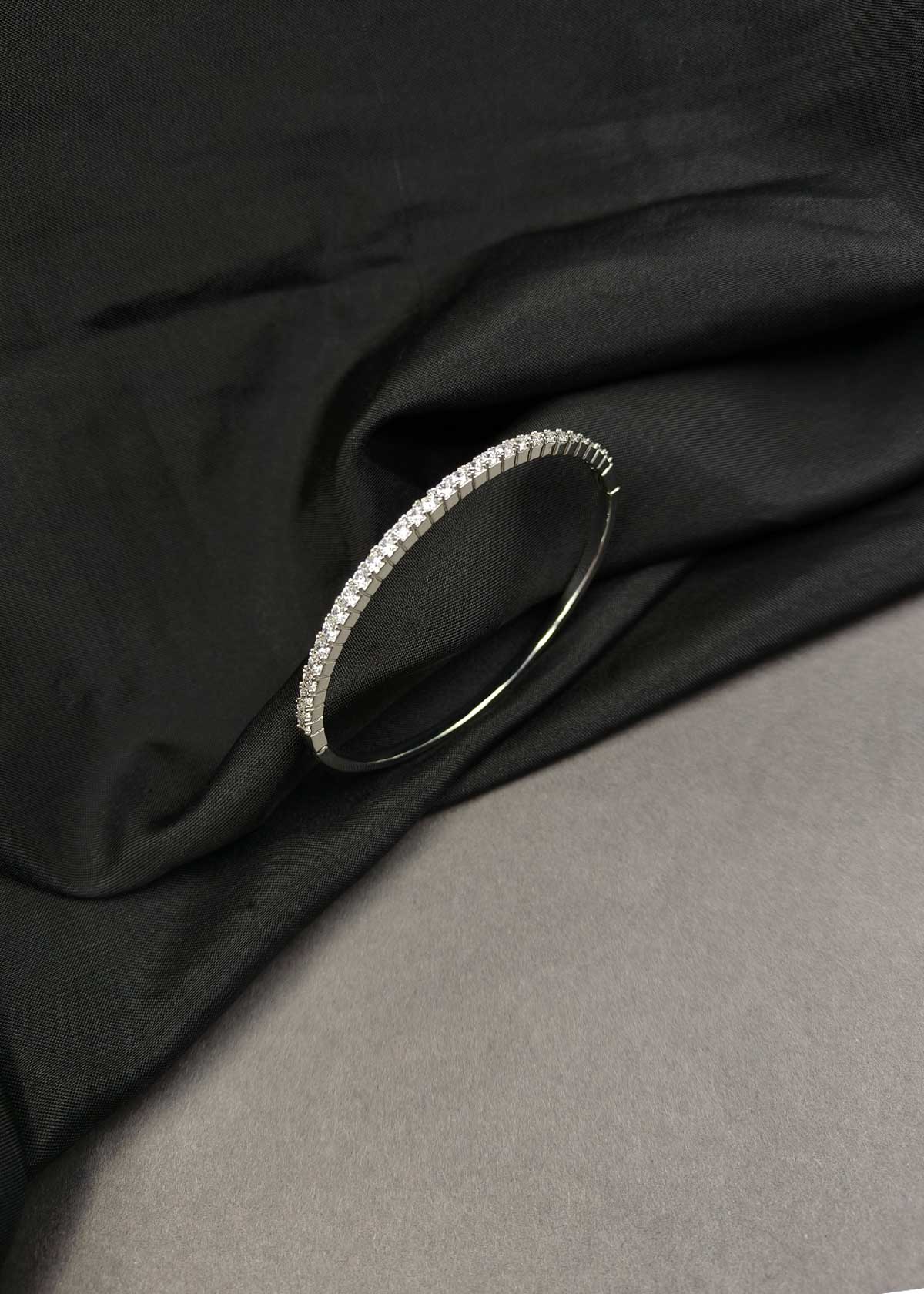 Elegant Single Row Tennis Cubic Zircon Gold And Silver Plated Openable Kada Bracelet