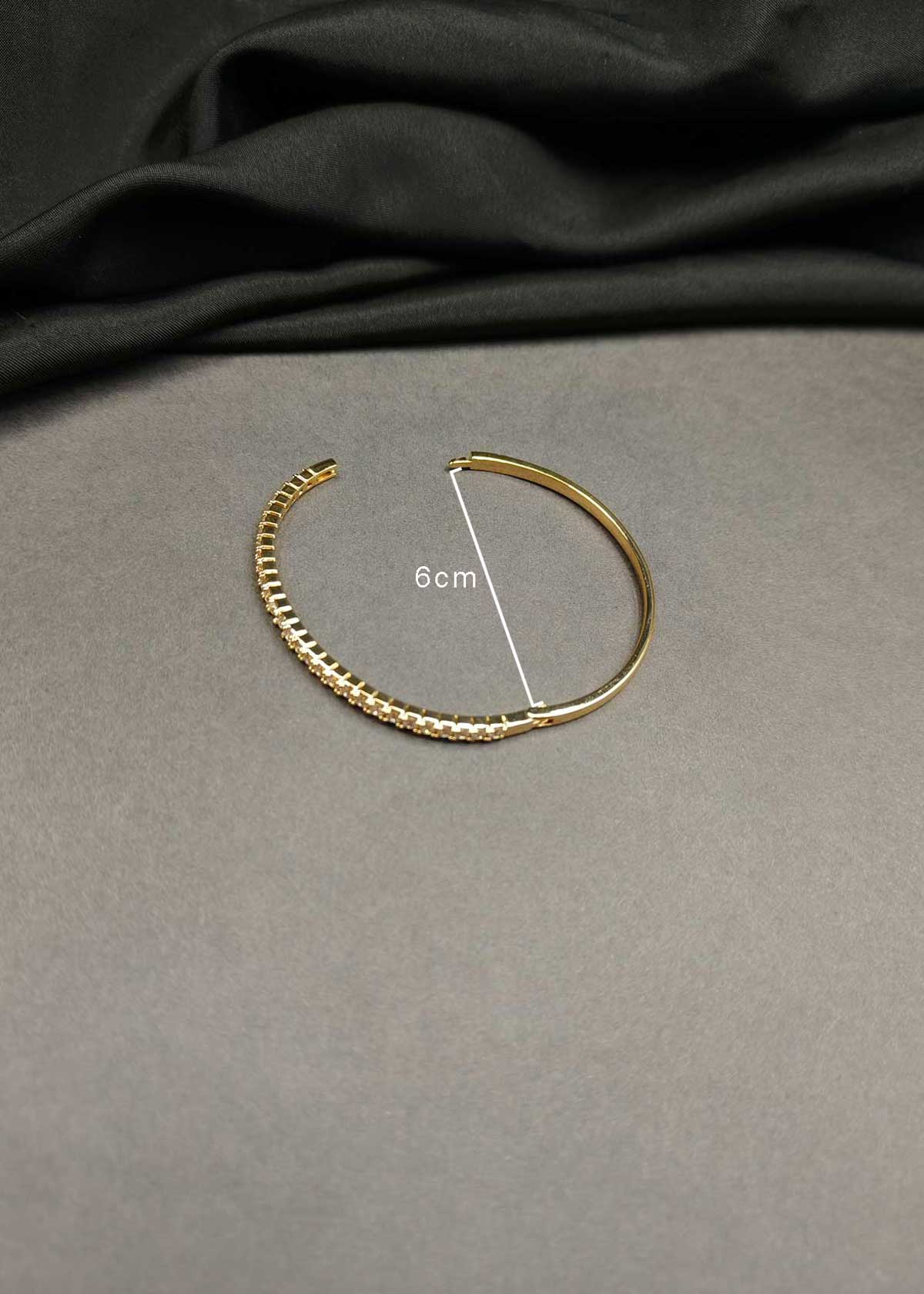 Elegant Single Row Tennis Cubic Zircon Gold And Silver Plated Openable Kada Bracelet