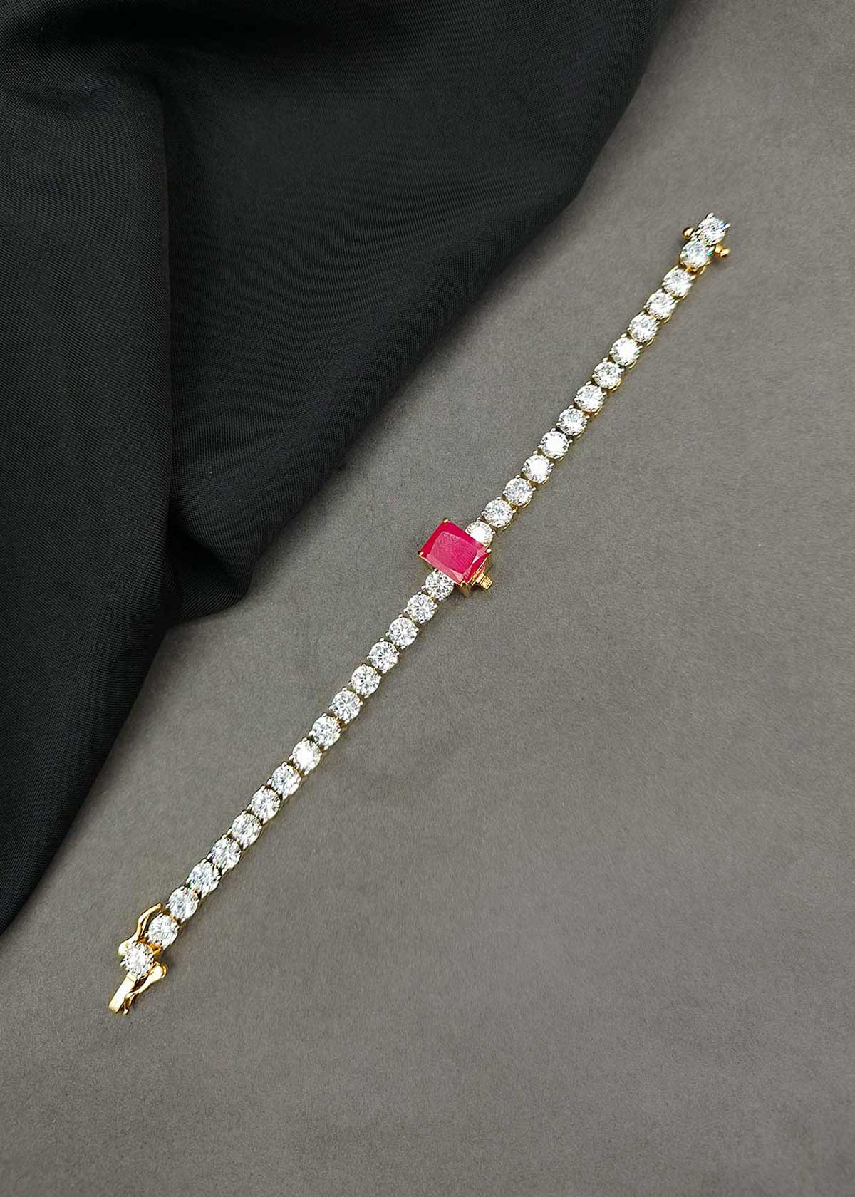 Interchangeable Multi-Gemstone And Cubic Zircon Gold And Silver Plated Loose Tennis Bracelet For Women