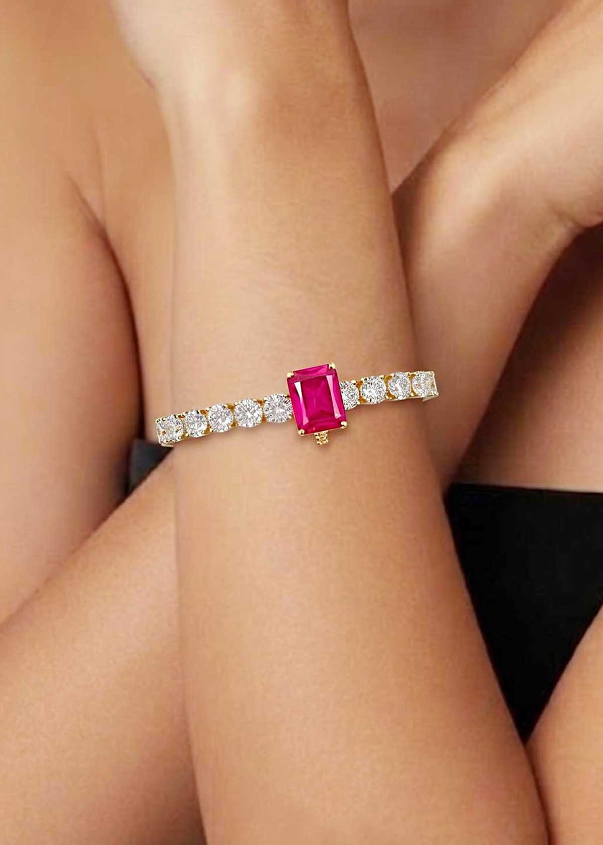 Interchangeable Multi-Gemstone And Cubic Zircon Gold And Silver Plated Loose Tennis Bracelet For Women