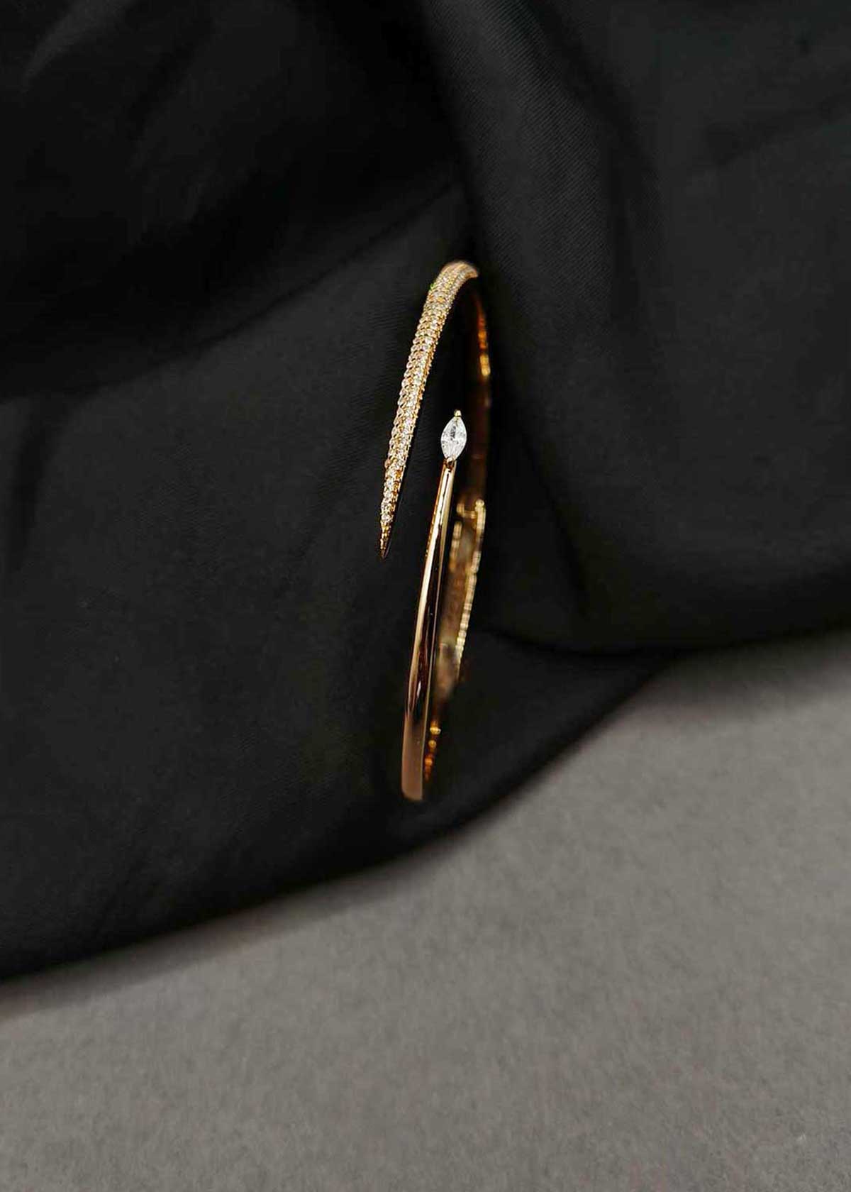 Chic Wrap-Around Marquise And Pave Cubic Zircon Gold And Silver Plated Delicate Openable Kada Bracelet For Women