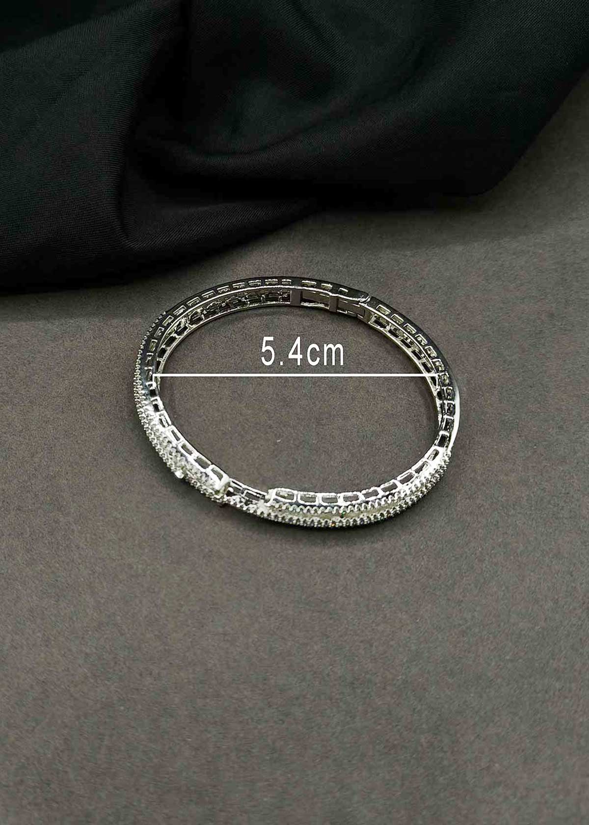 Dazzling Multi-Row Pave Cubic Zircon Gold And Silver Plated Openable Kada Bracelet For Women
