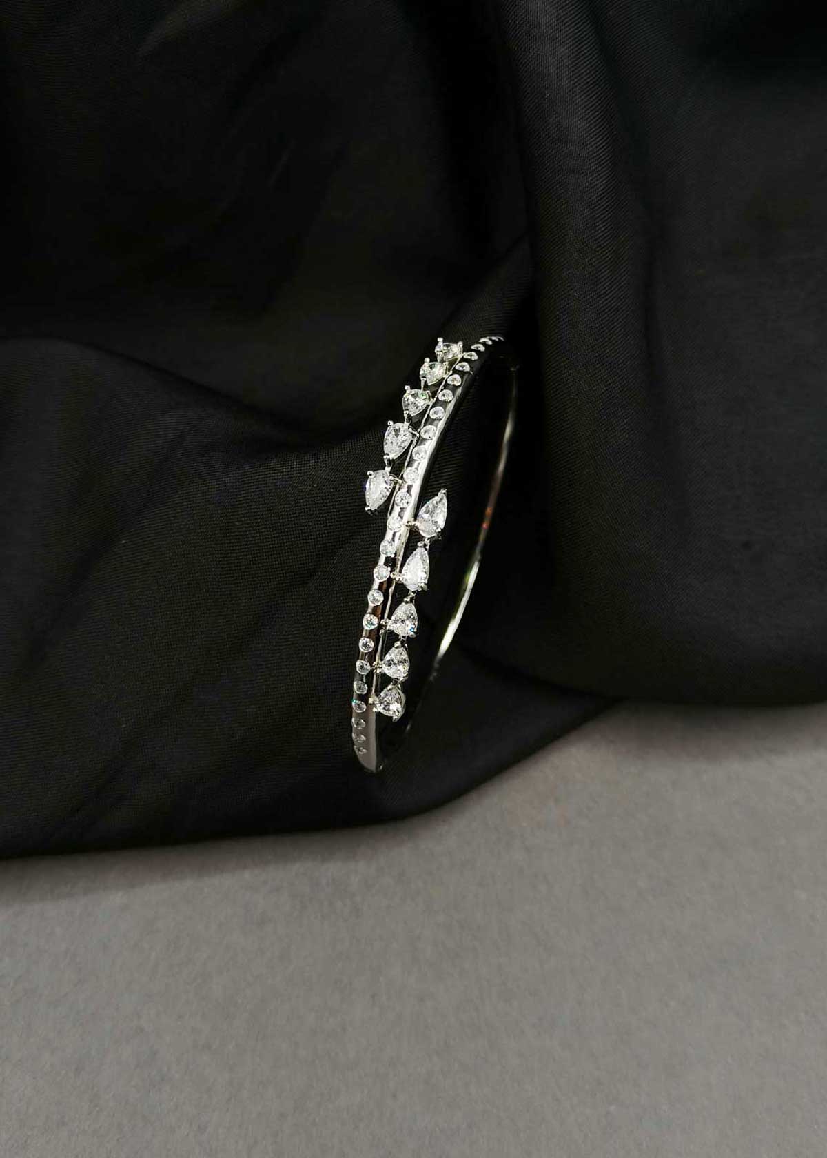 Radiant Two Tone Cubic Zircon Double-Row Delicate Openable Kada Bracelet