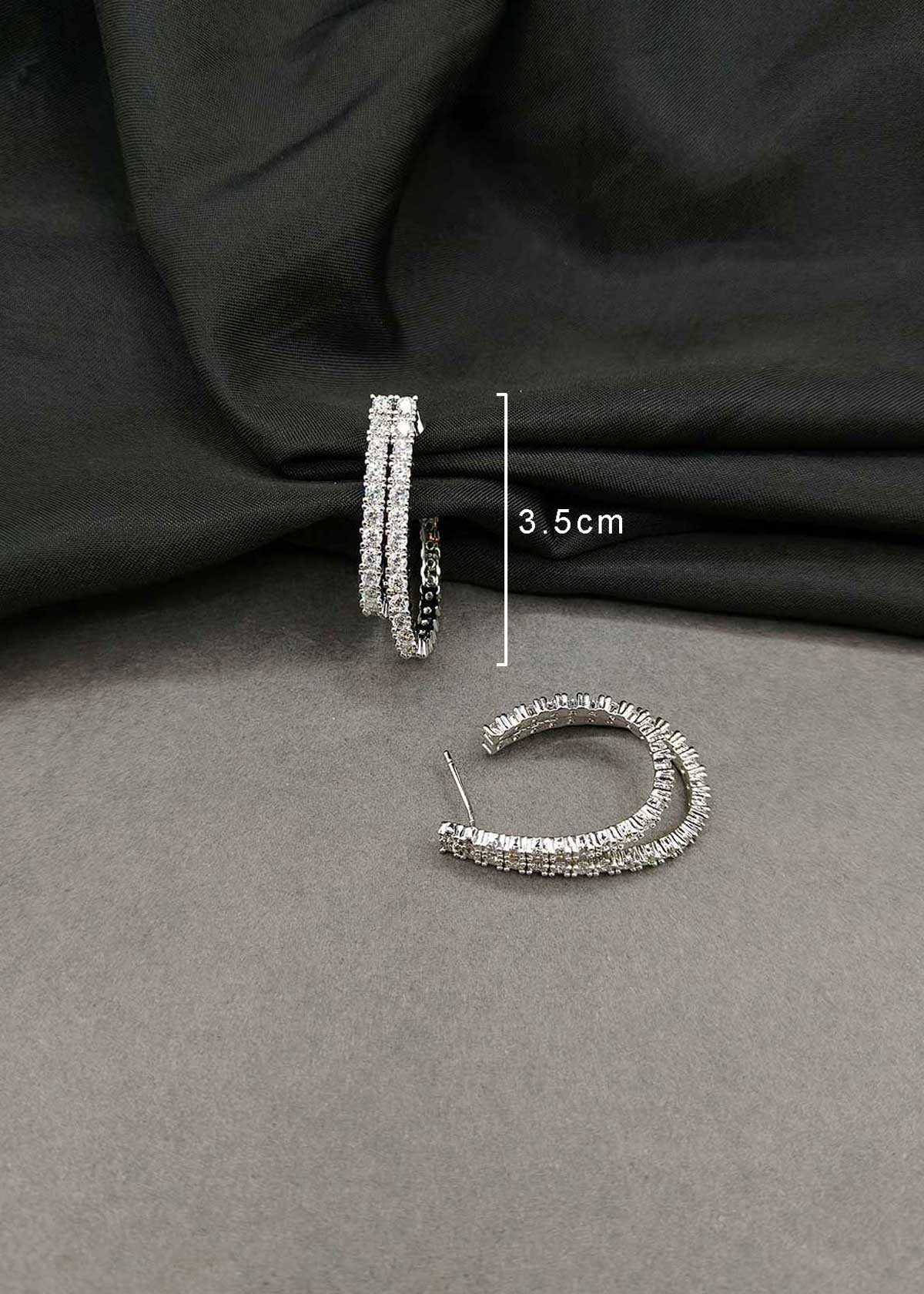 Gorgeous Dual-Tone Double-Row Cubic Zircon Bali Earrings For Women