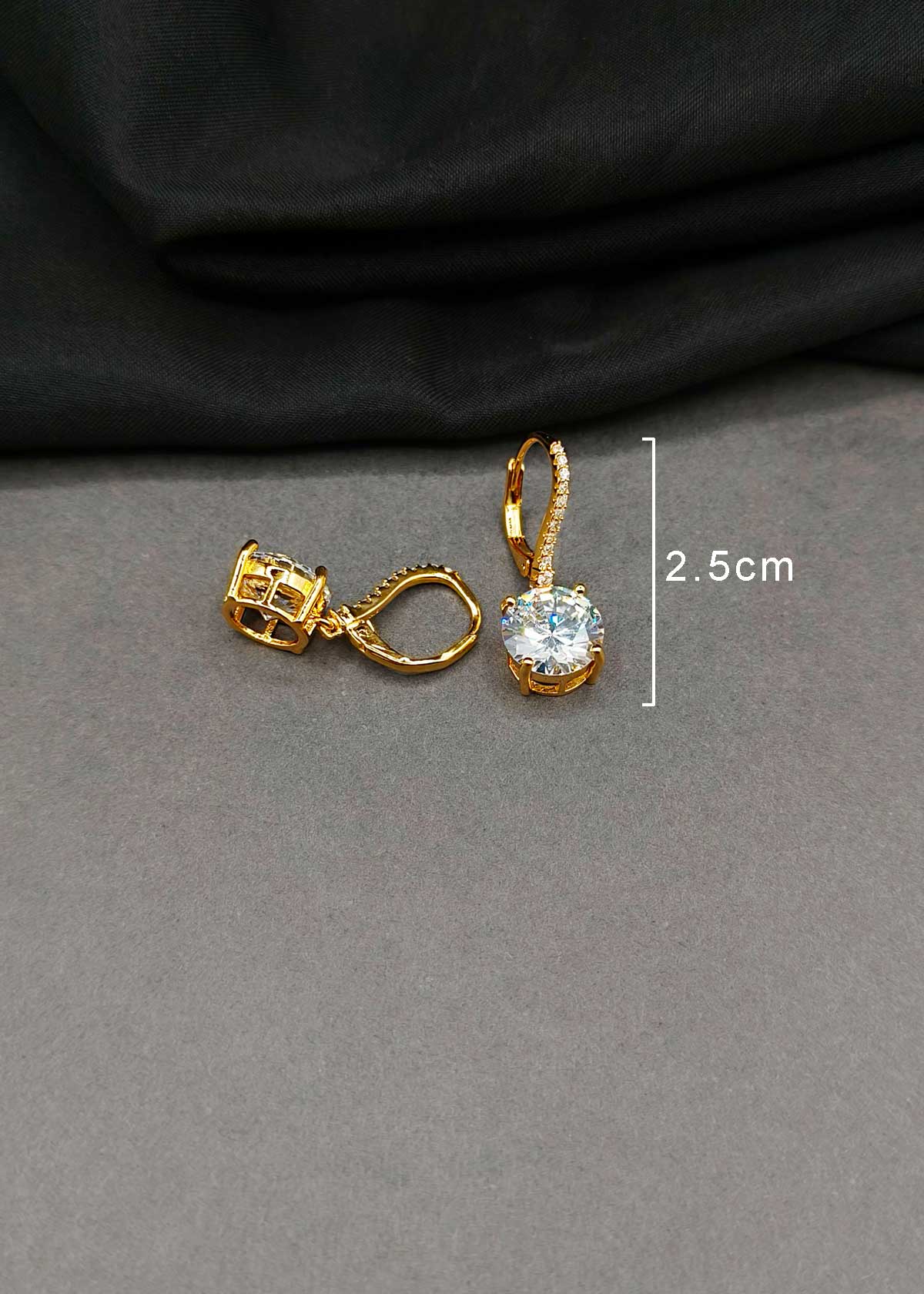 Brilliant Gold-Plated Solitaire Drop Cubic Zircon Bali Earrings For Women