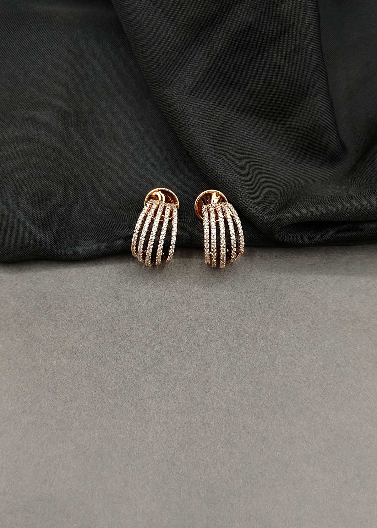Sparkling Tri-Color 4-Line Pave Cubic Zircon Bali Earrings For Women