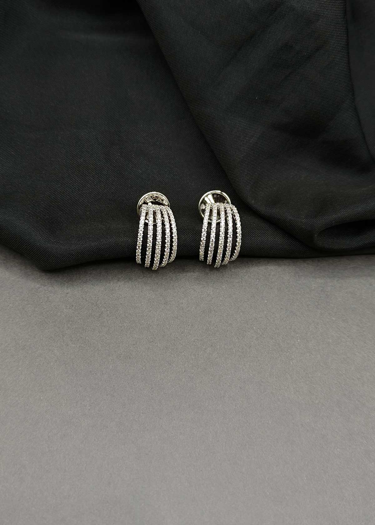 Sparkling Tri-Color 4-Line Pave Cubic Zircon Bali Earrings For Women