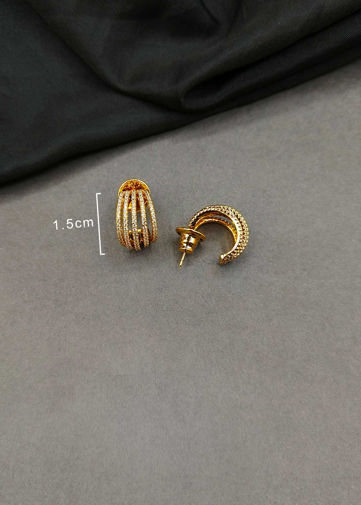 Sparkling Tri-Color 4-Line Pave Cubic Zircon Bali Earrings For Women