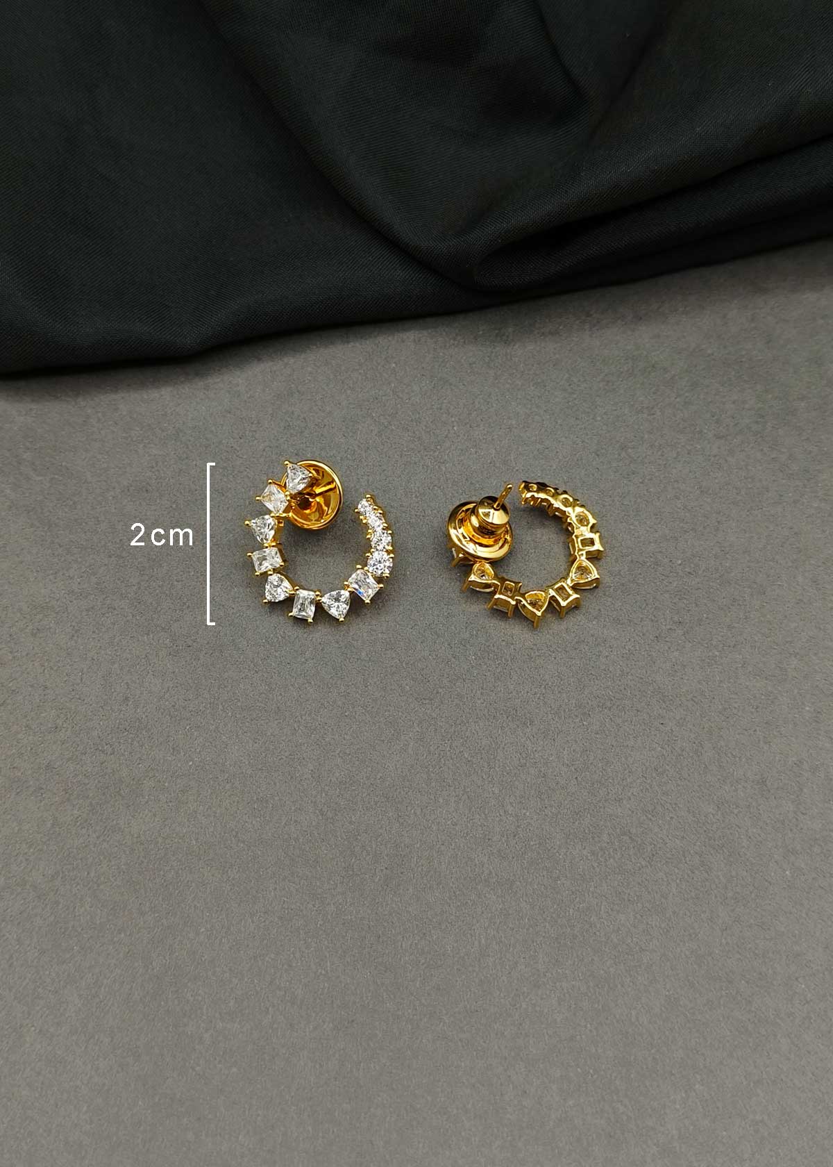 Geometric Open-Circle Gold & Silver Plated Cubic Zircon Stud Earrings For Women