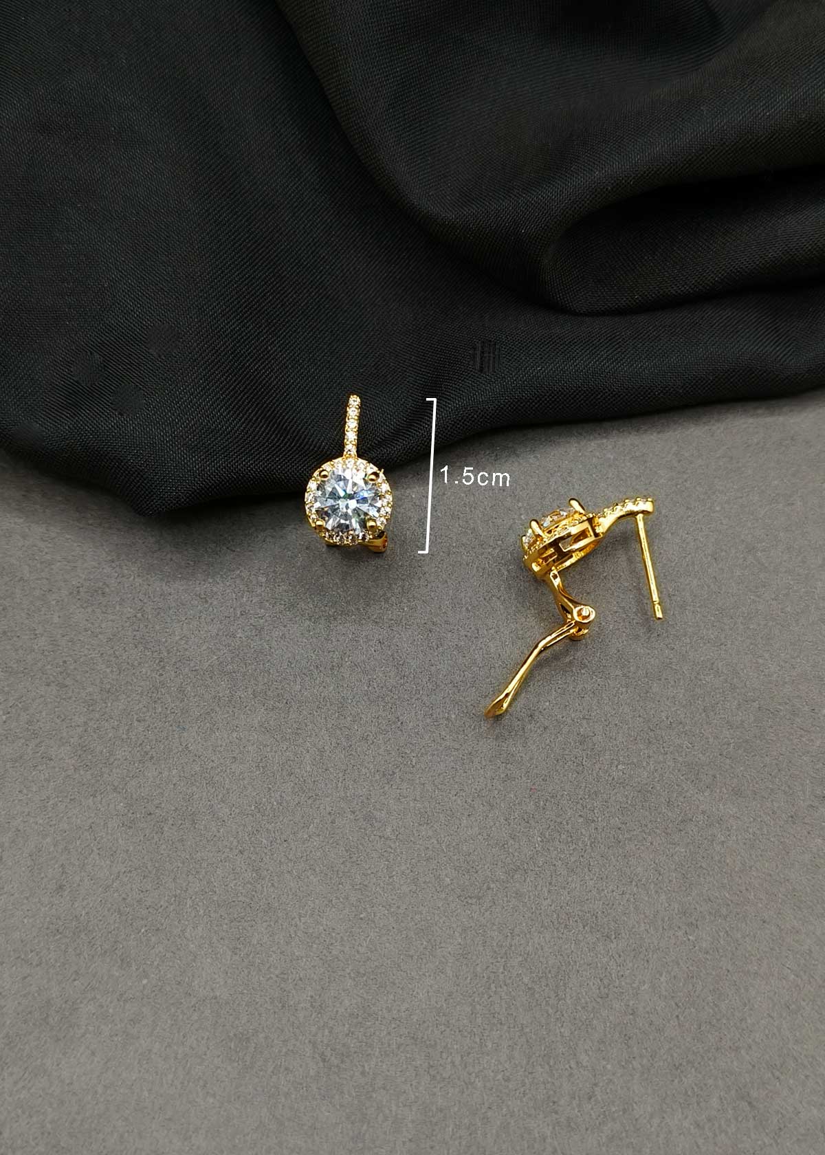 Elegant Round Halo Cubic Zircon Gold & Silver Plated Drop Stud Earrings For Women