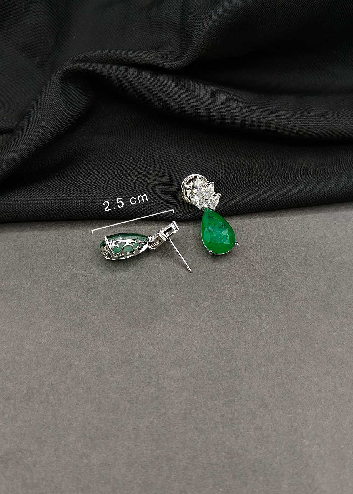 Sparkling Silver-Plated Teardrop Gemstone & Cubic Zircon Leaf Dangles Earrings For Women