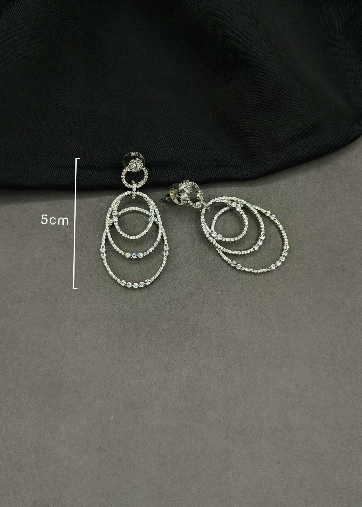 Sparkling Multi-Loop Cubic Zircon Gold & Silver Plated Oval Dangle Earrings For Women
