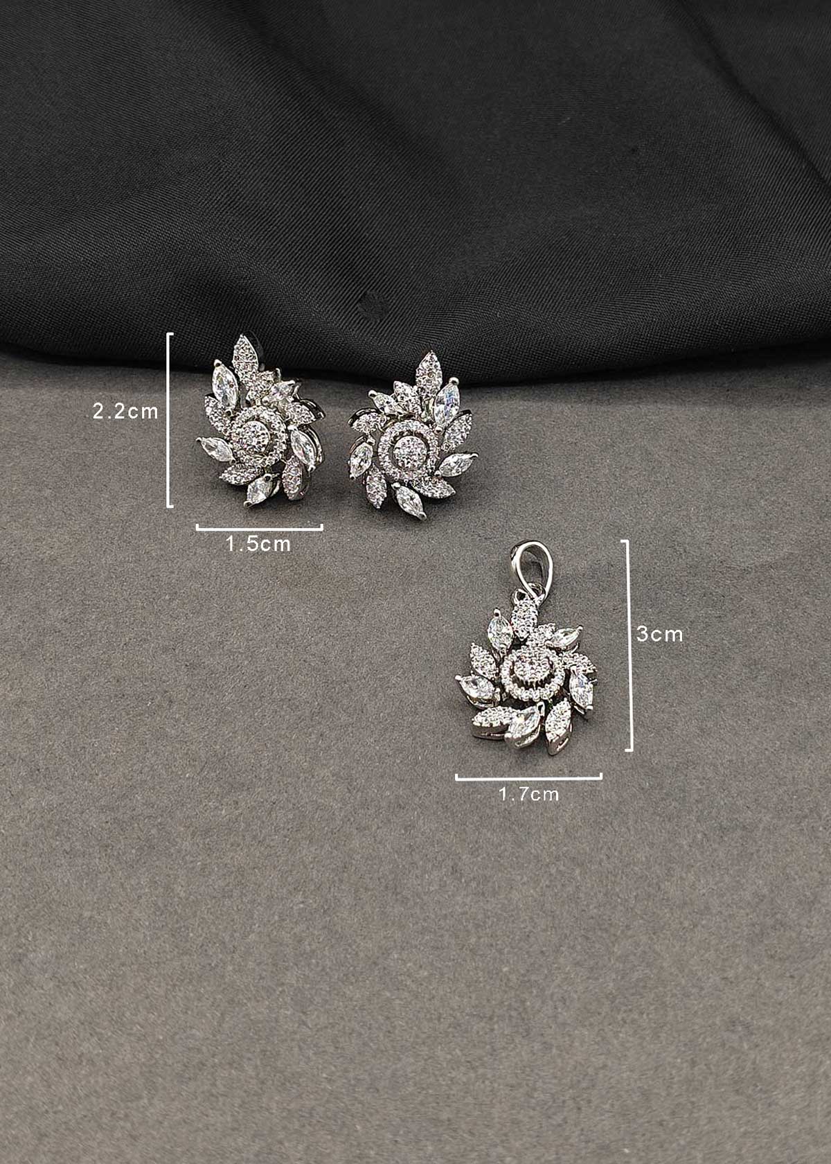 Blooming Blossom Marquise And Round Cubic Zircon Pendant Set For Women