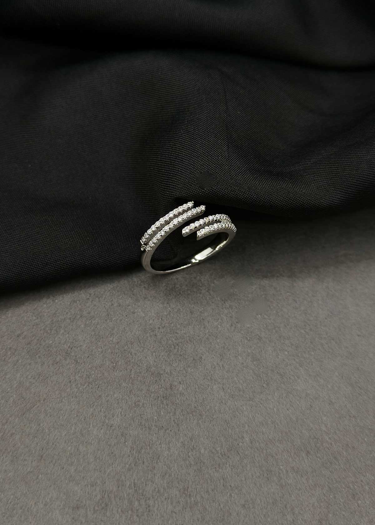 Stunning Multi-Strand Cubic Zircon Gold And Silver Plated Adjustable Finger Ring For Women