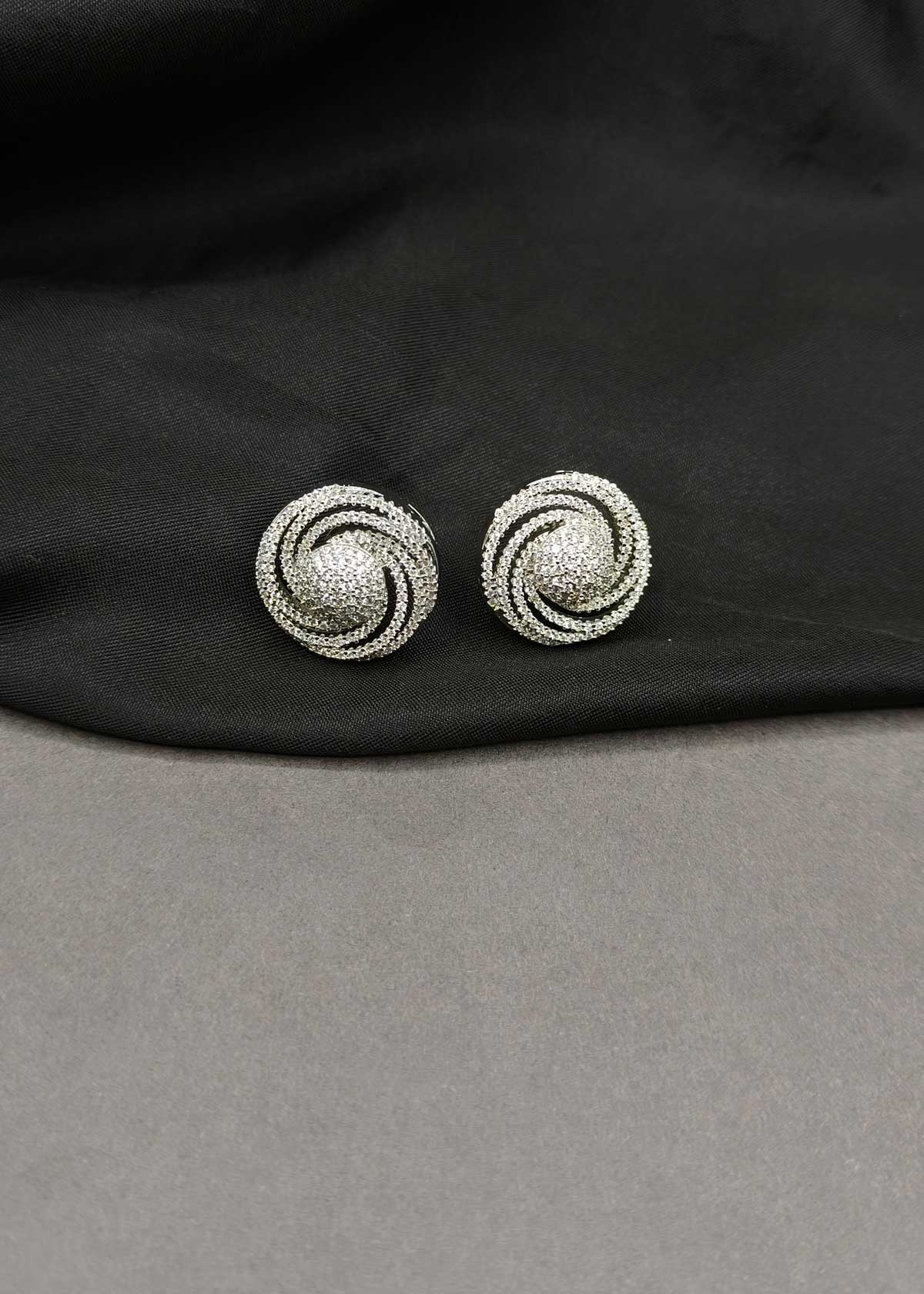 Sparkling Spiral Dome Cubic Zircon Gold & Silver Plated Stud Earrings For Women