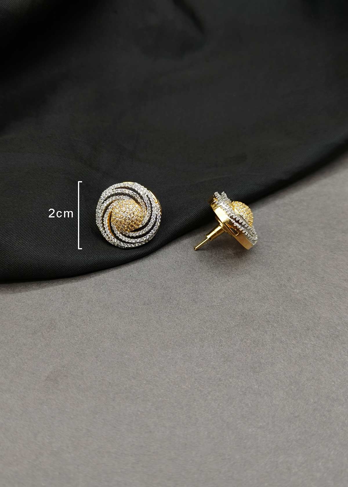 Sparkling Spiral Dome Cubic Zircon Gold & Silver Plated Stud Earrings For Women