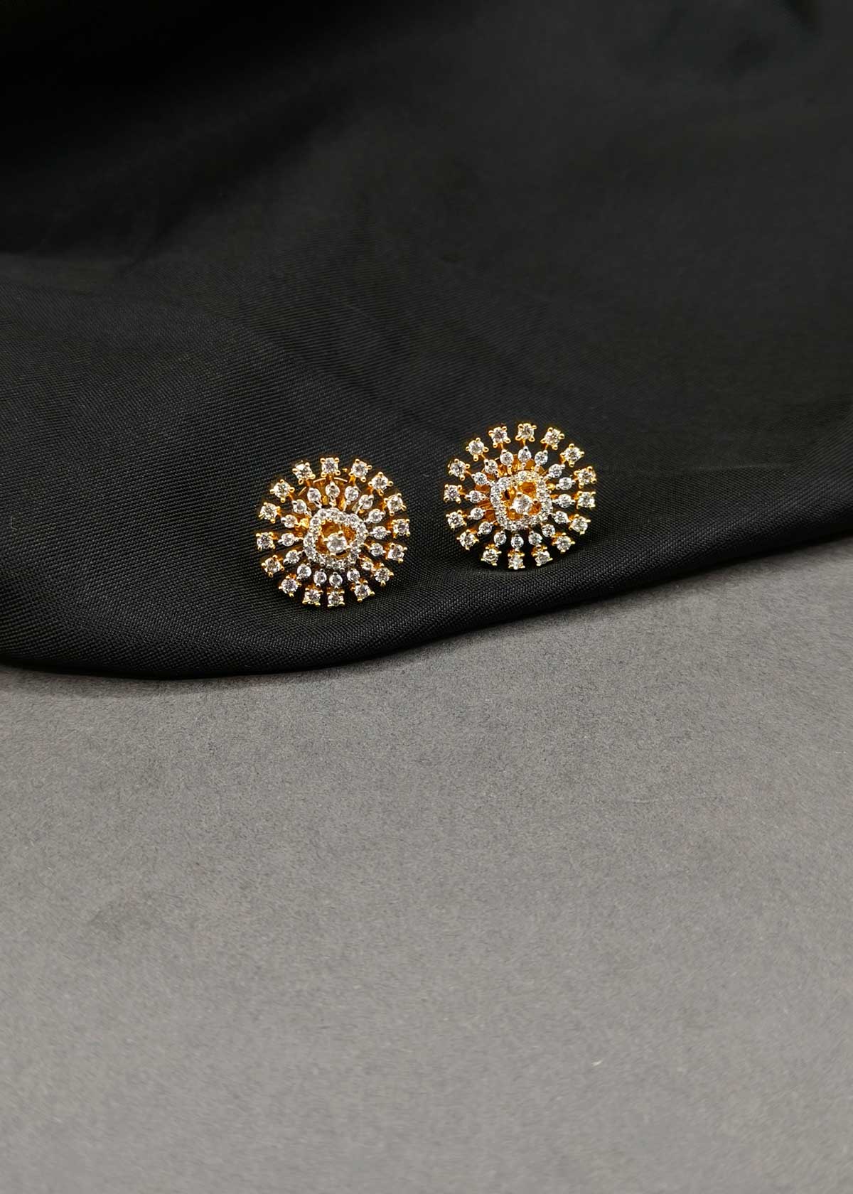 Dazzling Sunburst Cubic Zircon Gold & Silver Plated Stud Earrings For Women