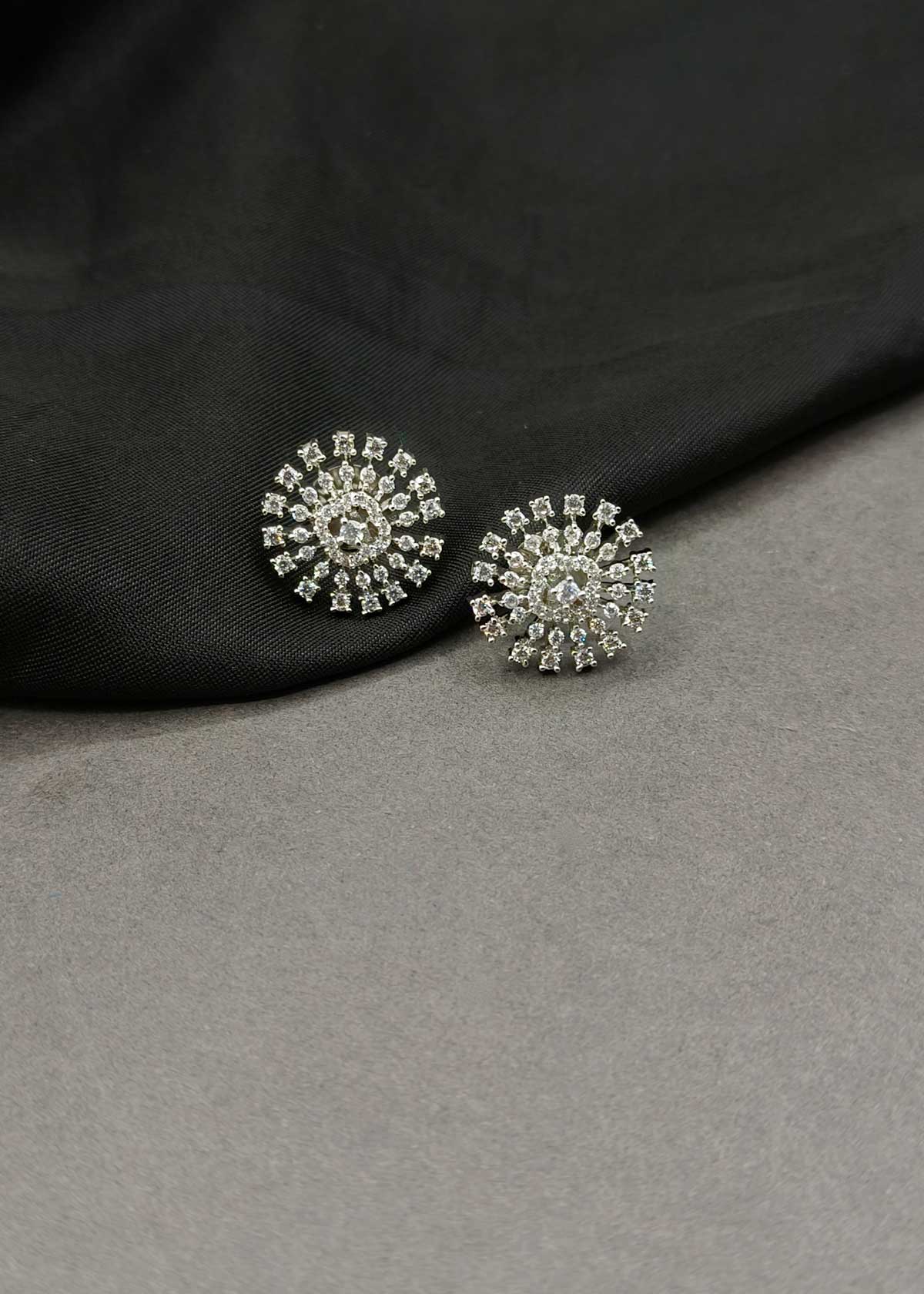 Dazzling Sunburst Cubic Zircon Gold & Silver Plated Stud Earrings For Women