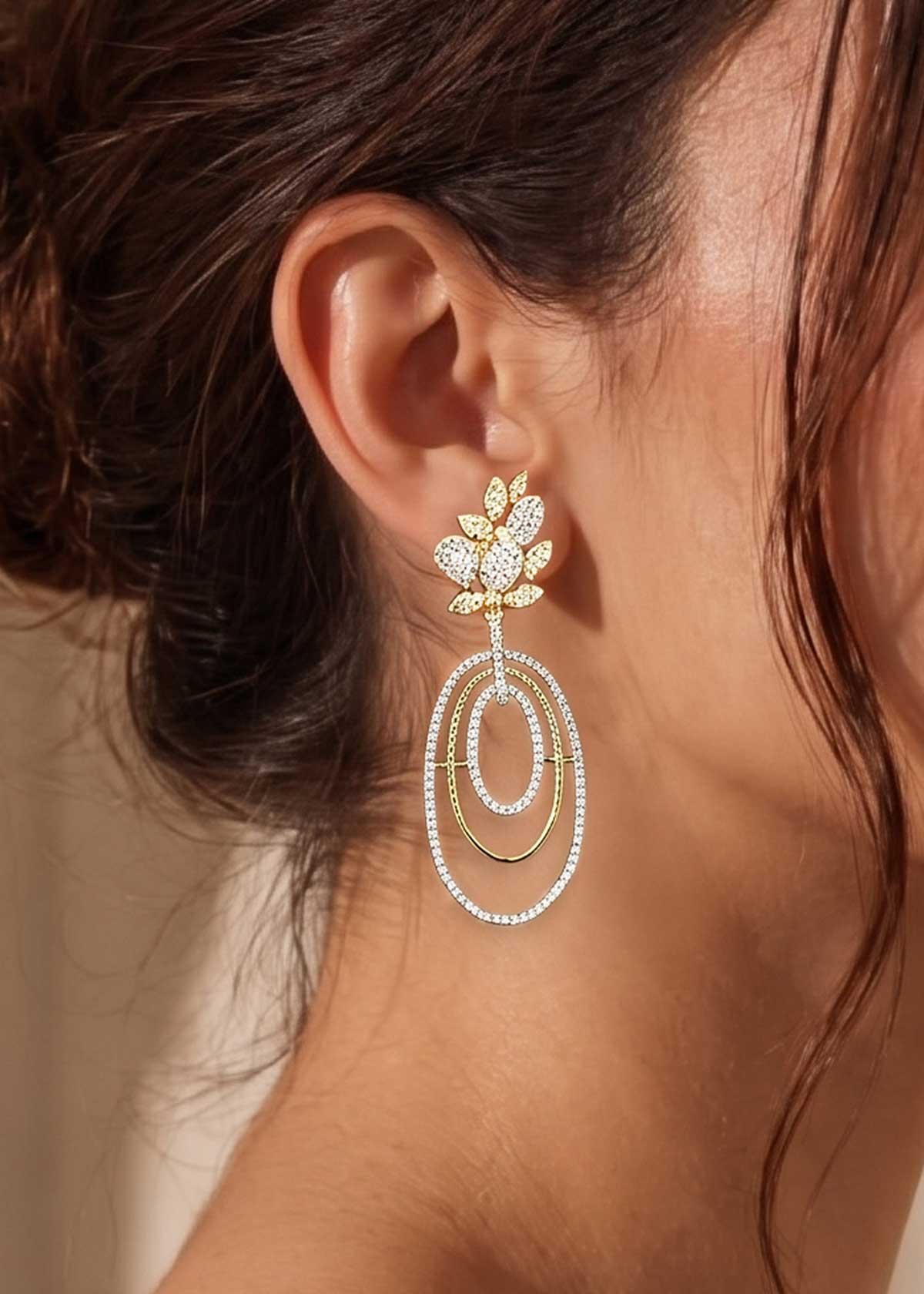 Elegant Floral & Multi-Loop Cubic Zircon Dangle Earrings for Women