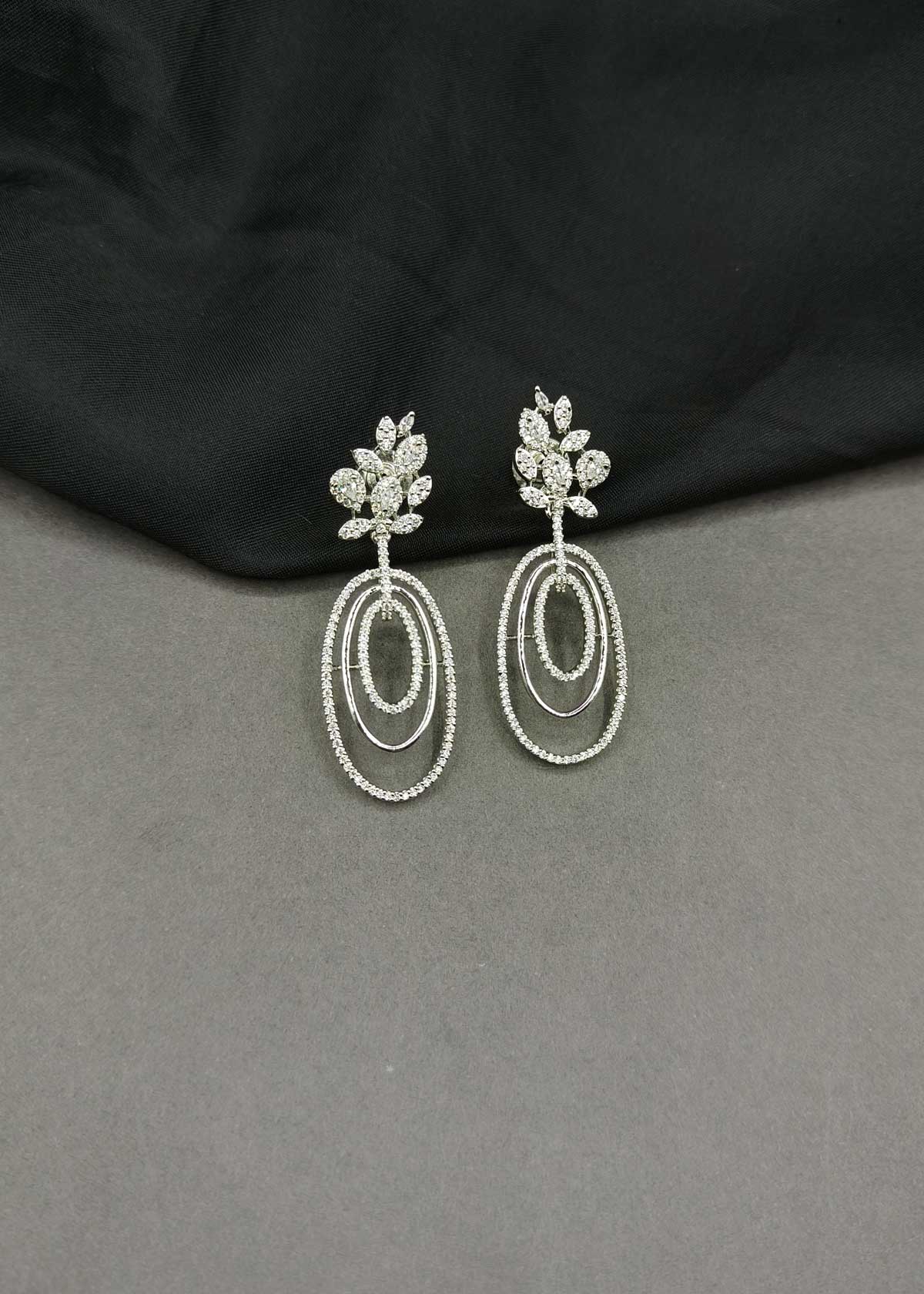 Elegant Floral & Multi-Loop Cubic Zircon Dual Tone Dangle Earrings for Women