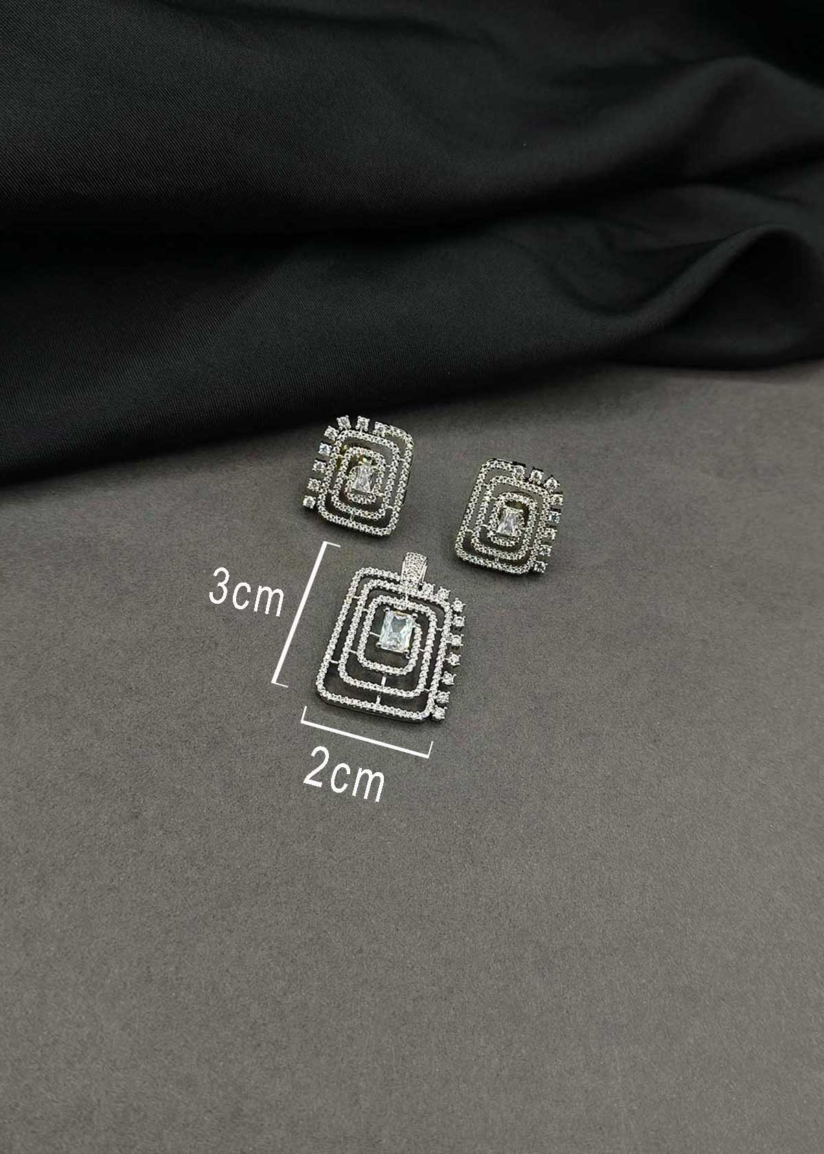 Radiant Geometric Maze Diamond Pendant & Earring Set