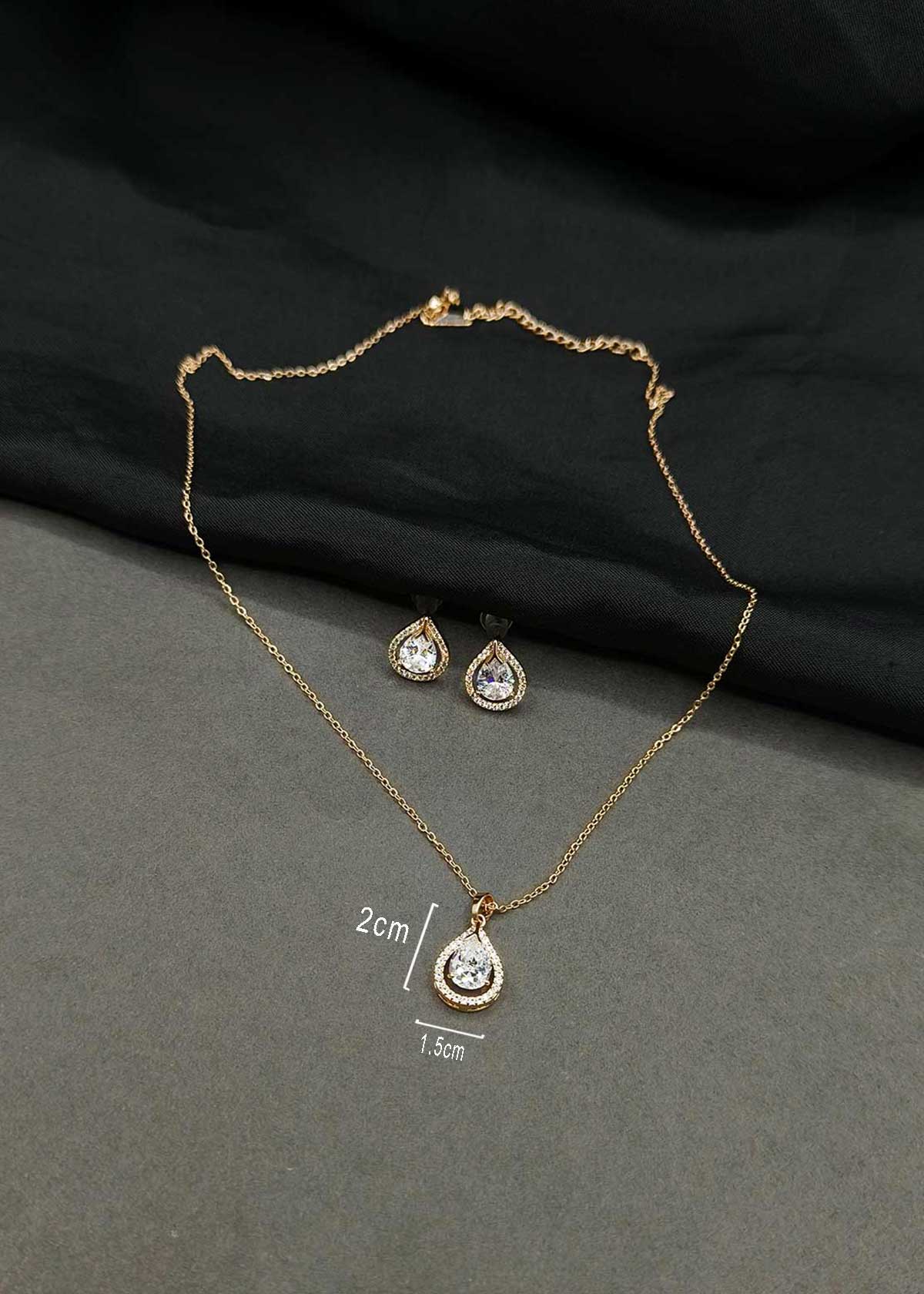 Beautiful Tear-Shaped Solitaire Halo Pendant Set With Chain For Women
