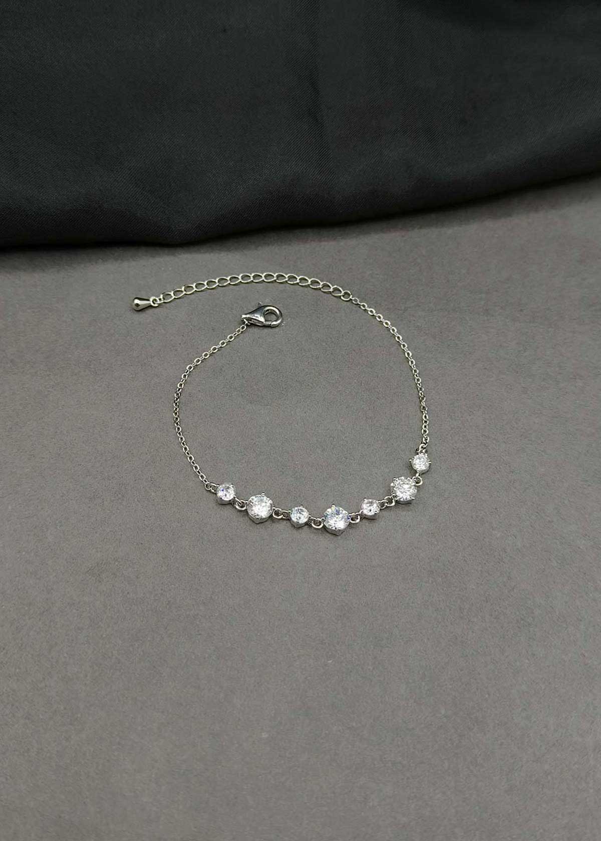 Radiance Cubic Zircon Two Tone Adjustable Loose Bracelet For Women