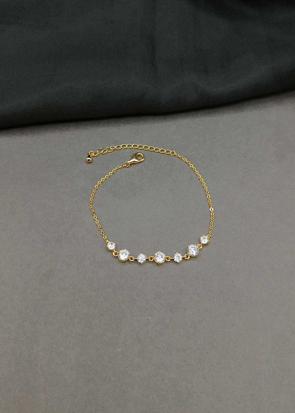 Radiance Cubic Zircon Two Tone Adjustable Loose Bracelet For Women