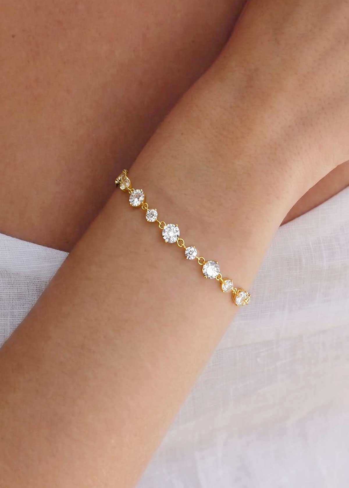 Radiance Cubic Zircon Two Tone Adjustable Loose Bracelet For Women