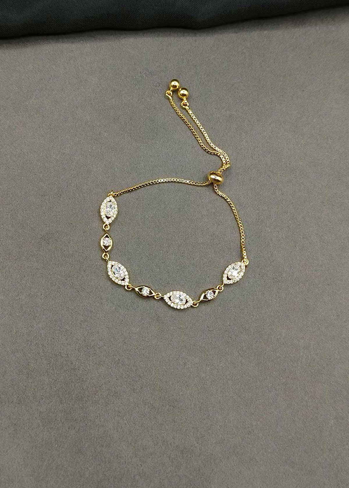 Gorgeous Pattern Cubic Zircon Gold And Silver Plated Slider Adjustable Loose Bracelet For Women