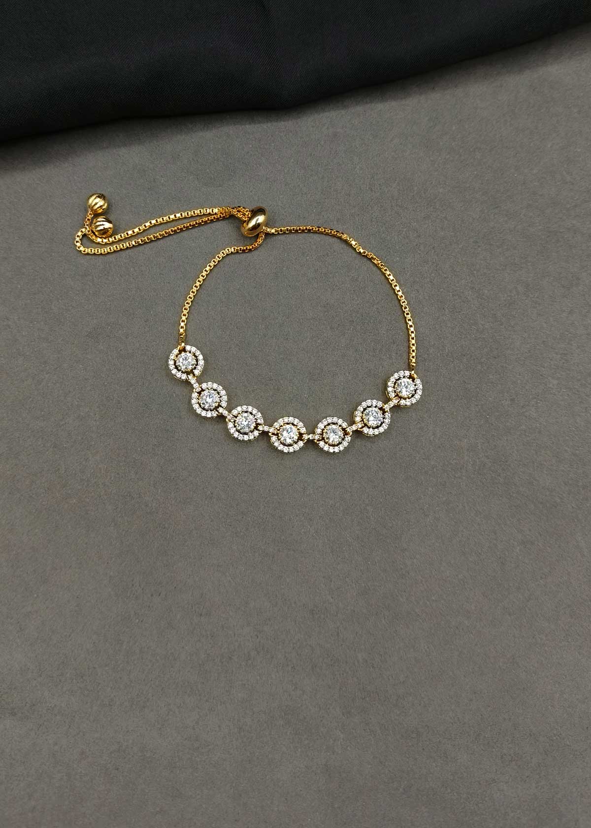 Radiant Halo Cubic Zircon Gold And Silver Plated Slider Adjustable Loose Bracelet For Women