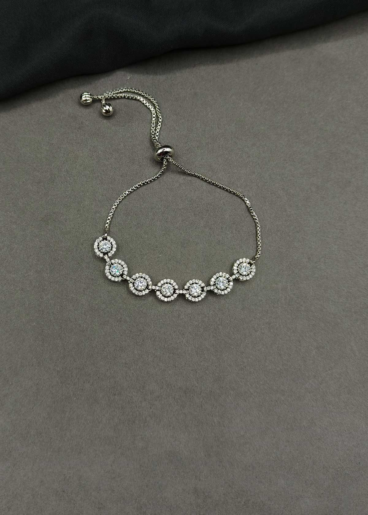 Radiant Halo Cubic Zircon Gold And Silver Plated Slider Adjustable Loose Bracelet For Women