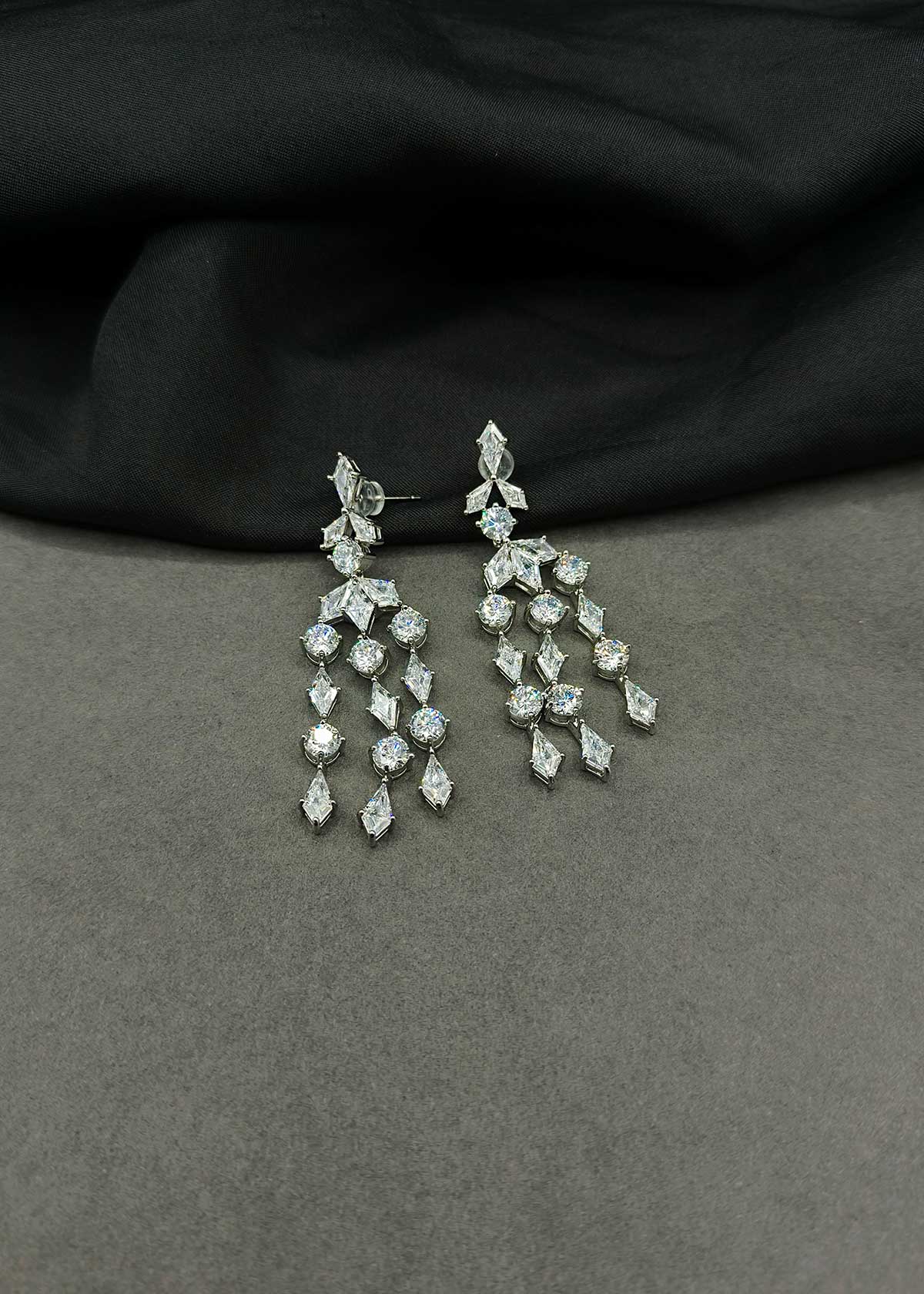 Gorgeous cascade cubic zircon silver polish dangle earrings for women