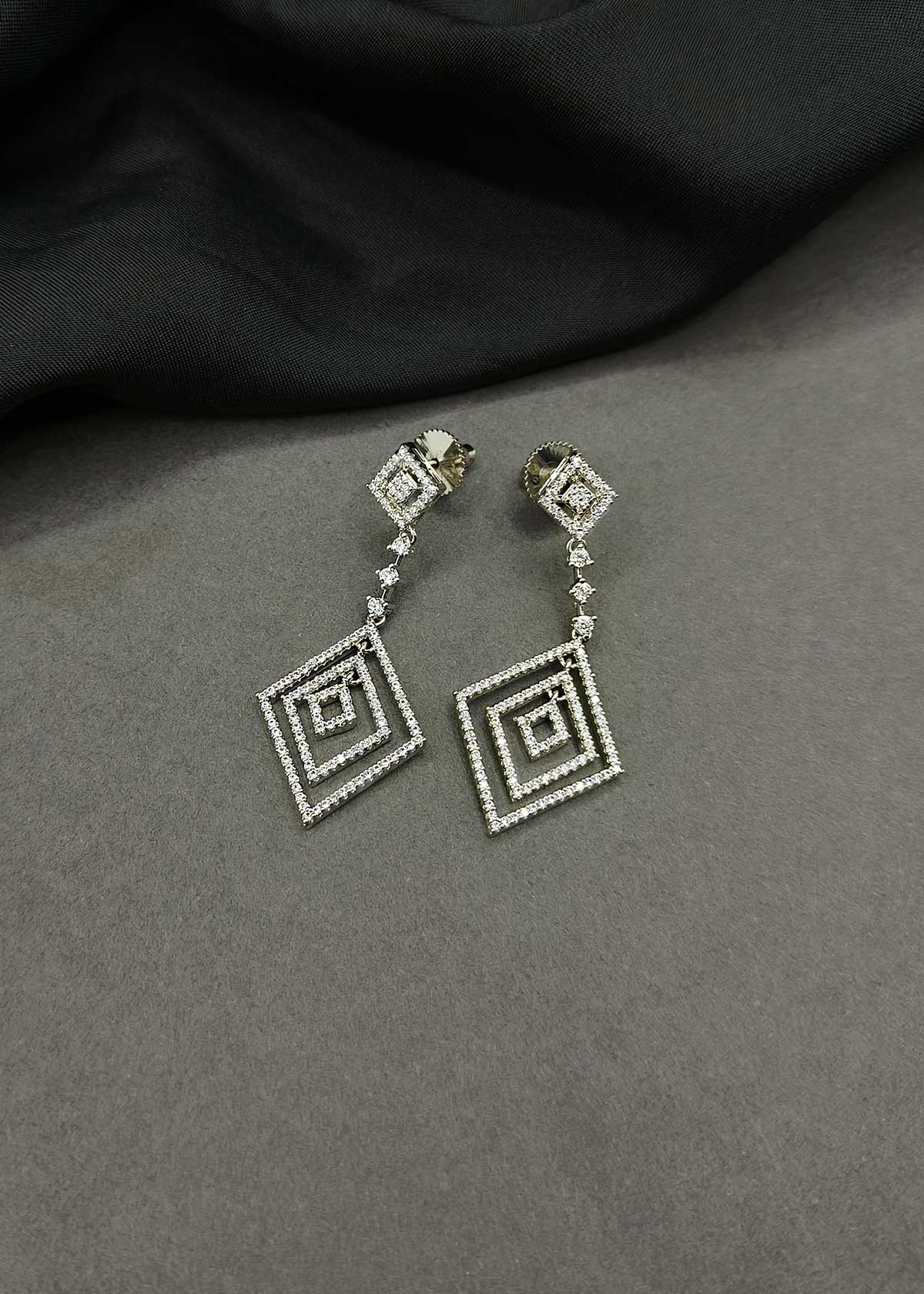 Modern Geometric Square Cubic Zircon Dangle Earrings For Women