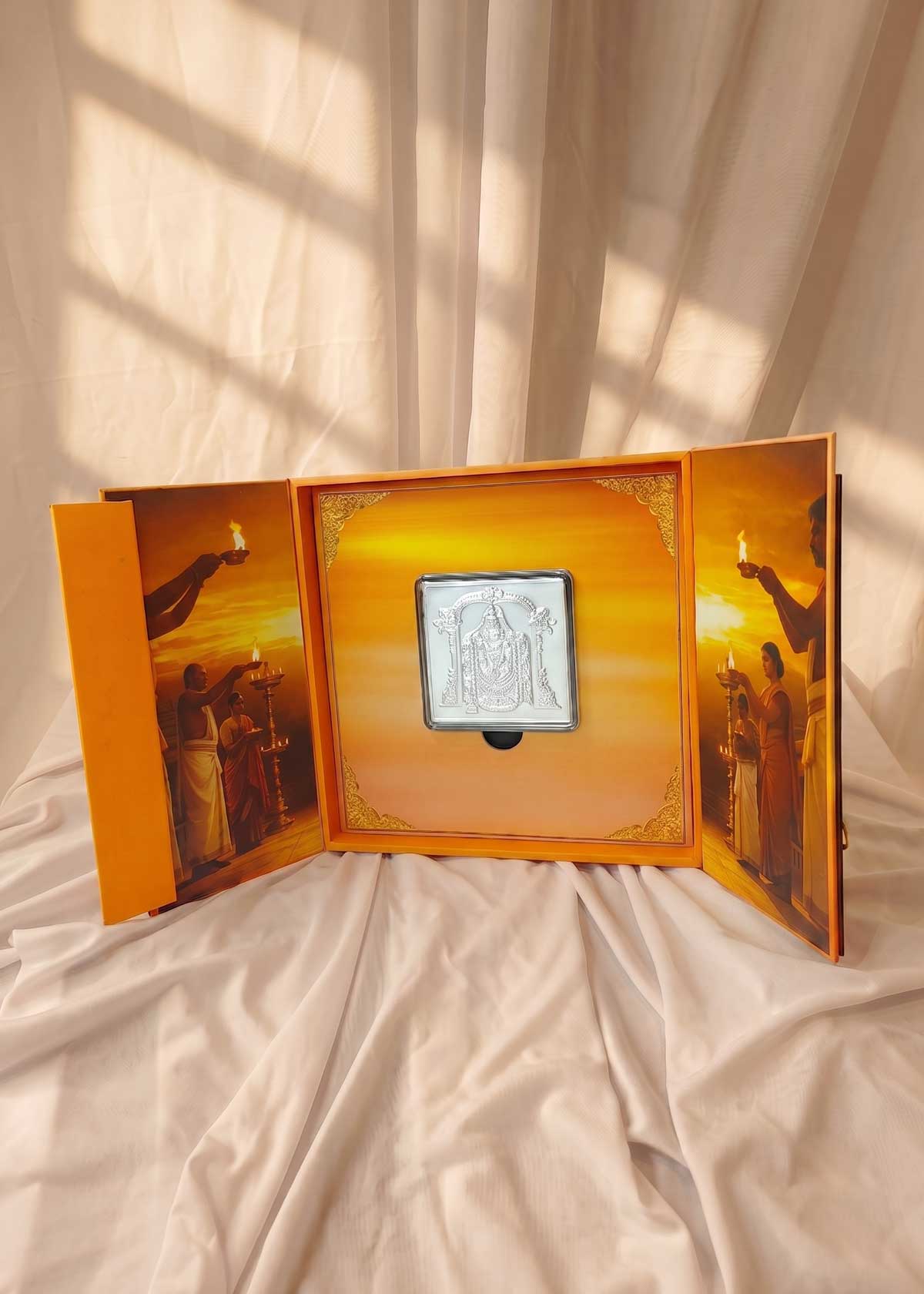 999 Pure Silver Divine Tirupati Balaji Temple Present Gift Box Set