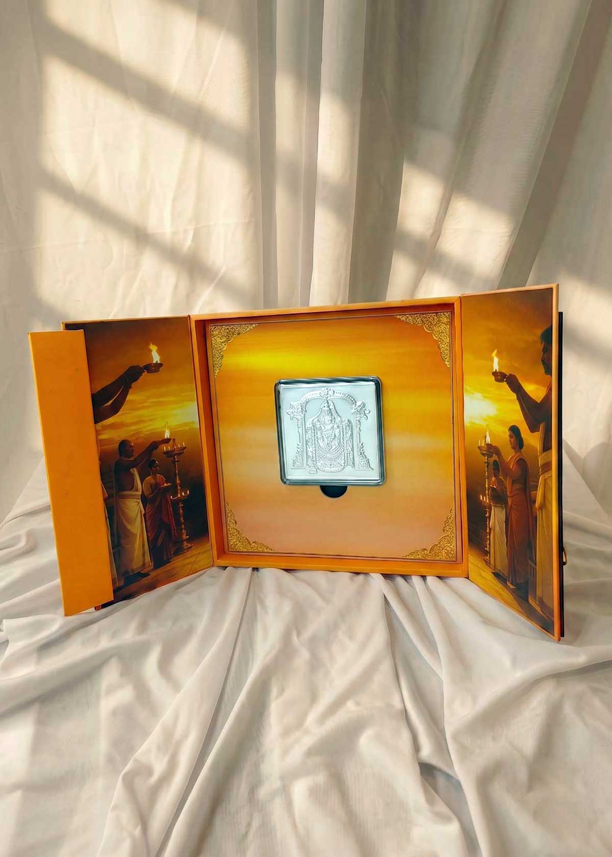 999 Pure Silver Divine Tirupati Balaji Temple Present Gift Box Set
