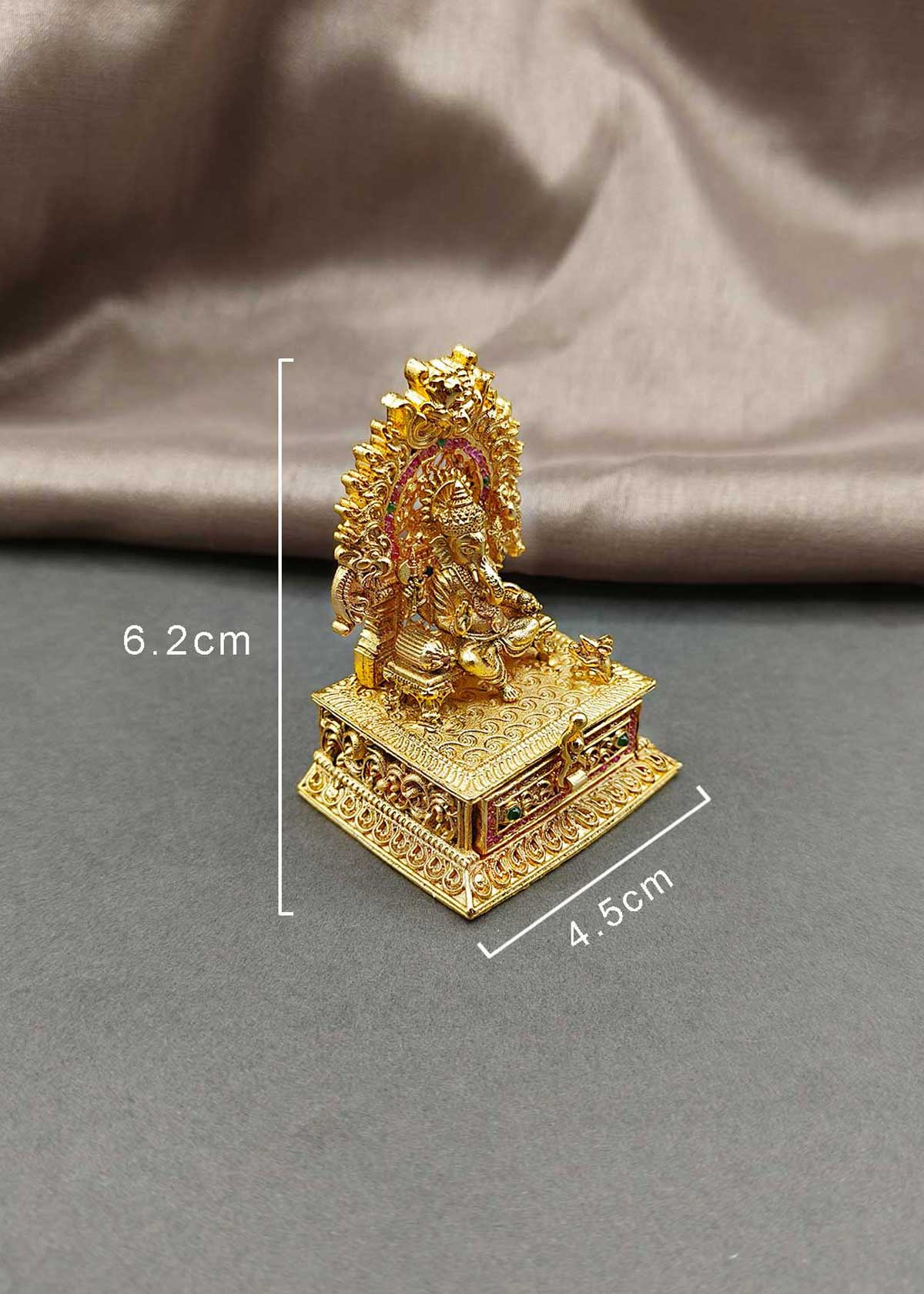 Divine Lord Ganesha Antique Gold-Plated Kumkum Box