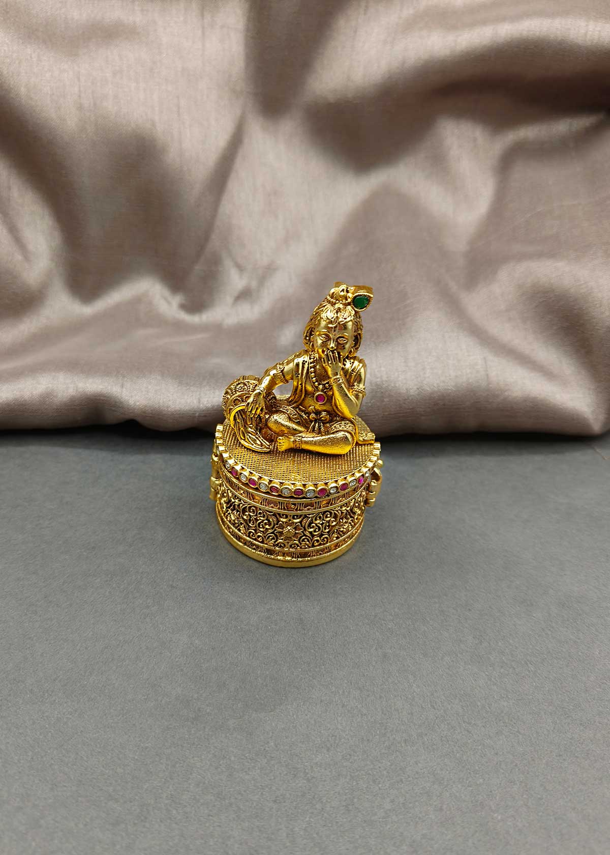 Traditional Bal Krishna / Laddu Gopal Design Sindoor Box / Kumkum Box