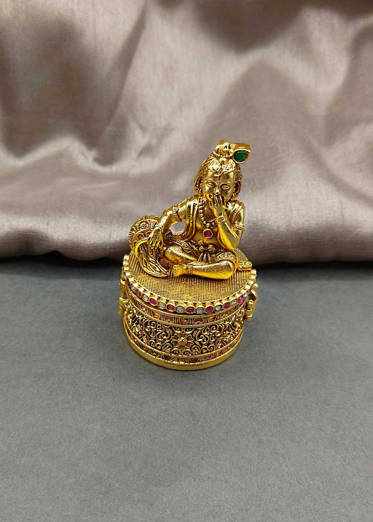 Traditional Bal Krishna Gopal Design Sindoor Box / Kumkum Box