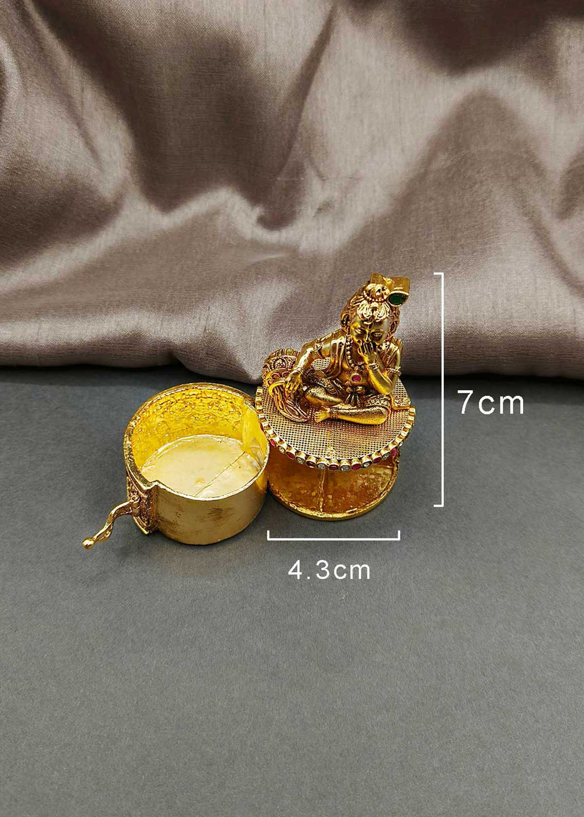 Traditional Bal Krishna Gopal Design Sindoor Box / Kumkum Box
