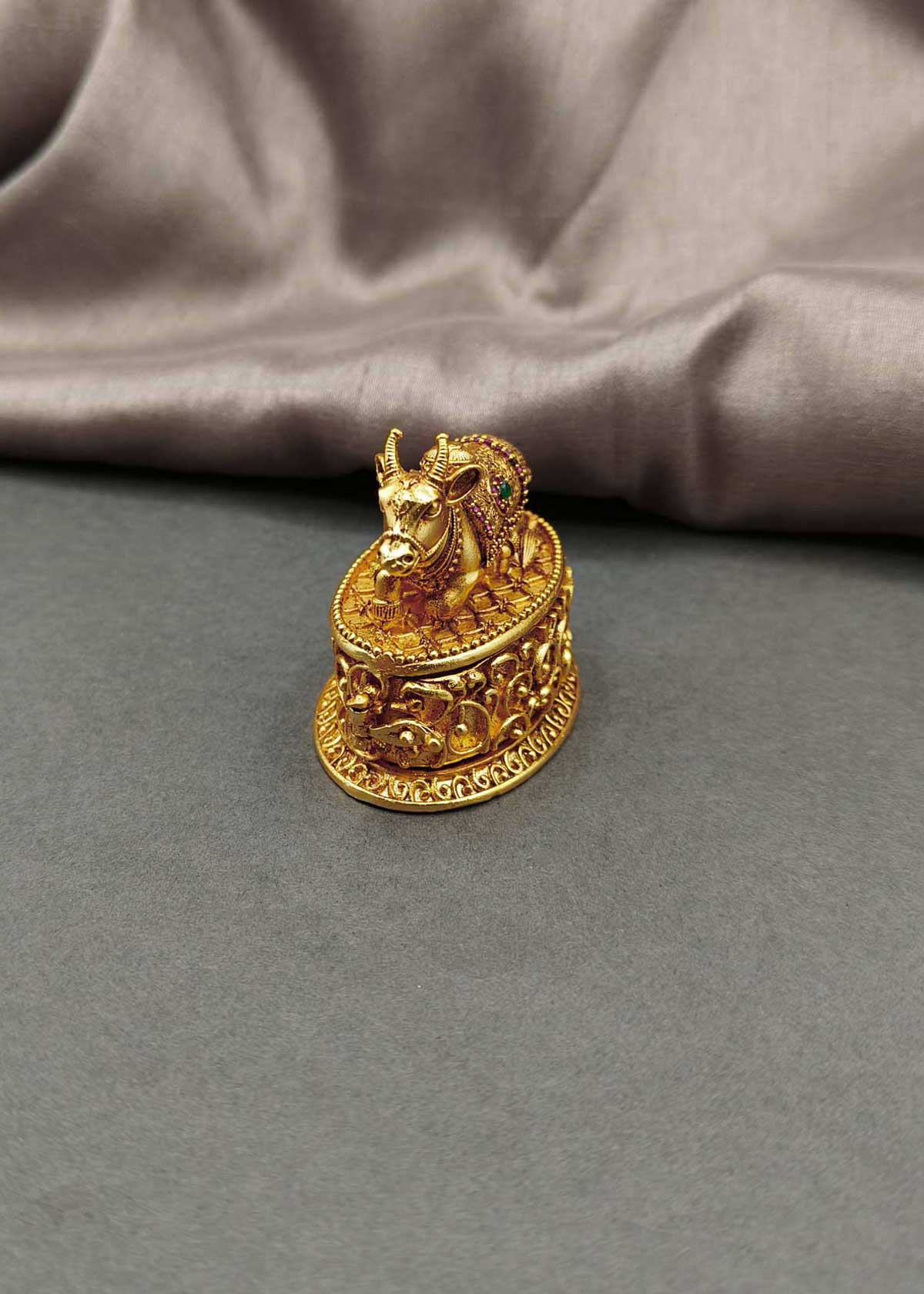 Handcrafted Nandi Motif Kumkum Box / Sindoor Box