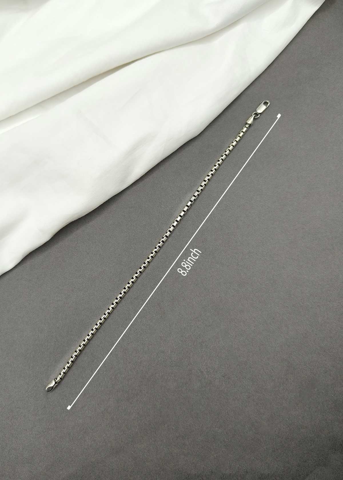 92.5 Sterling Silver Minimalist Thin Box Chain Bracelet Men's Loose Bracelet