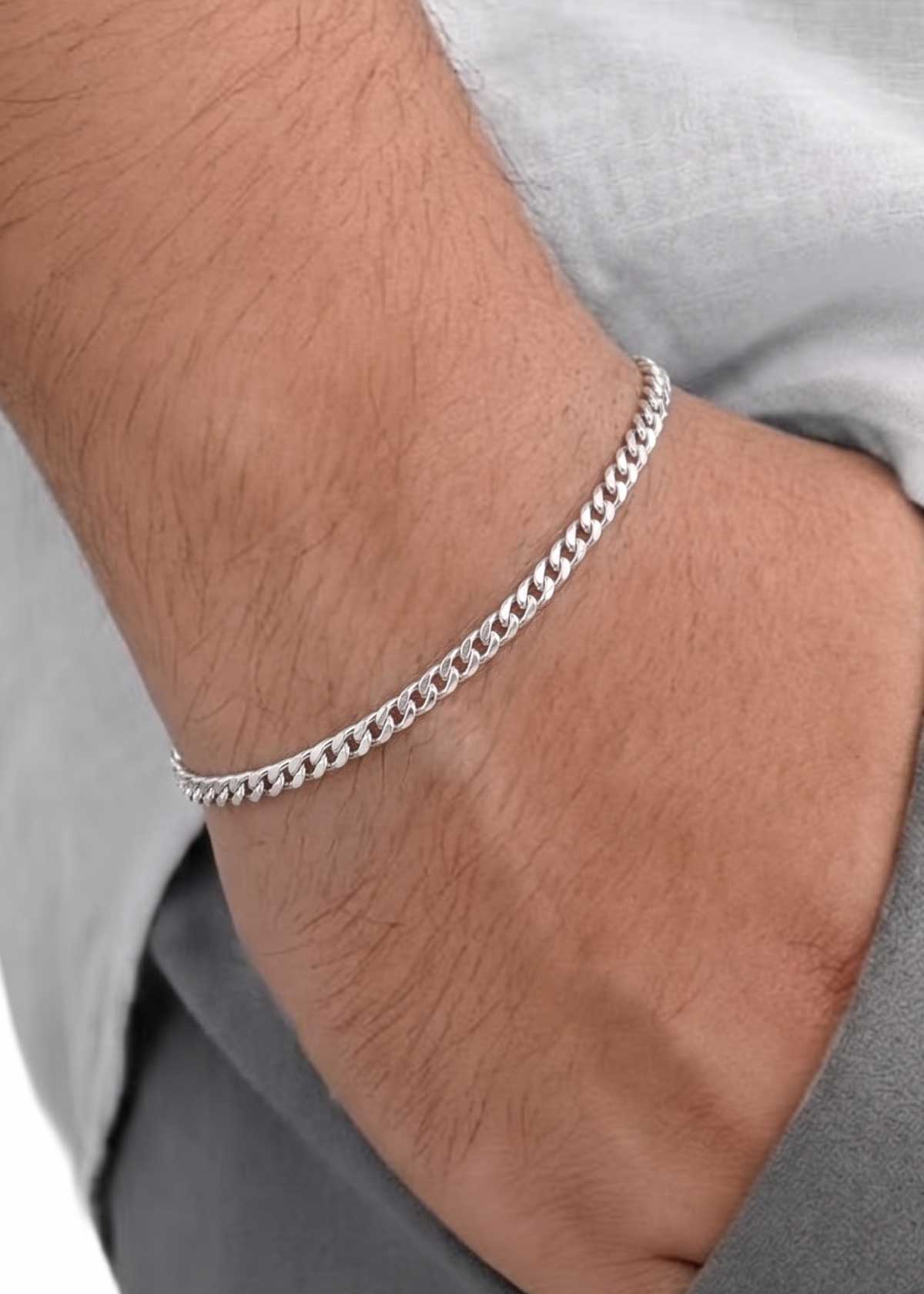 92.5 Sterling Silver Sleek Link Men's Loose Bracelet