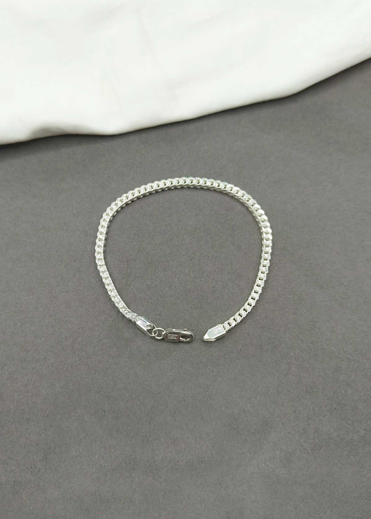 92.5 Sterling Silver Curb-Link Men's Loose Bracelet