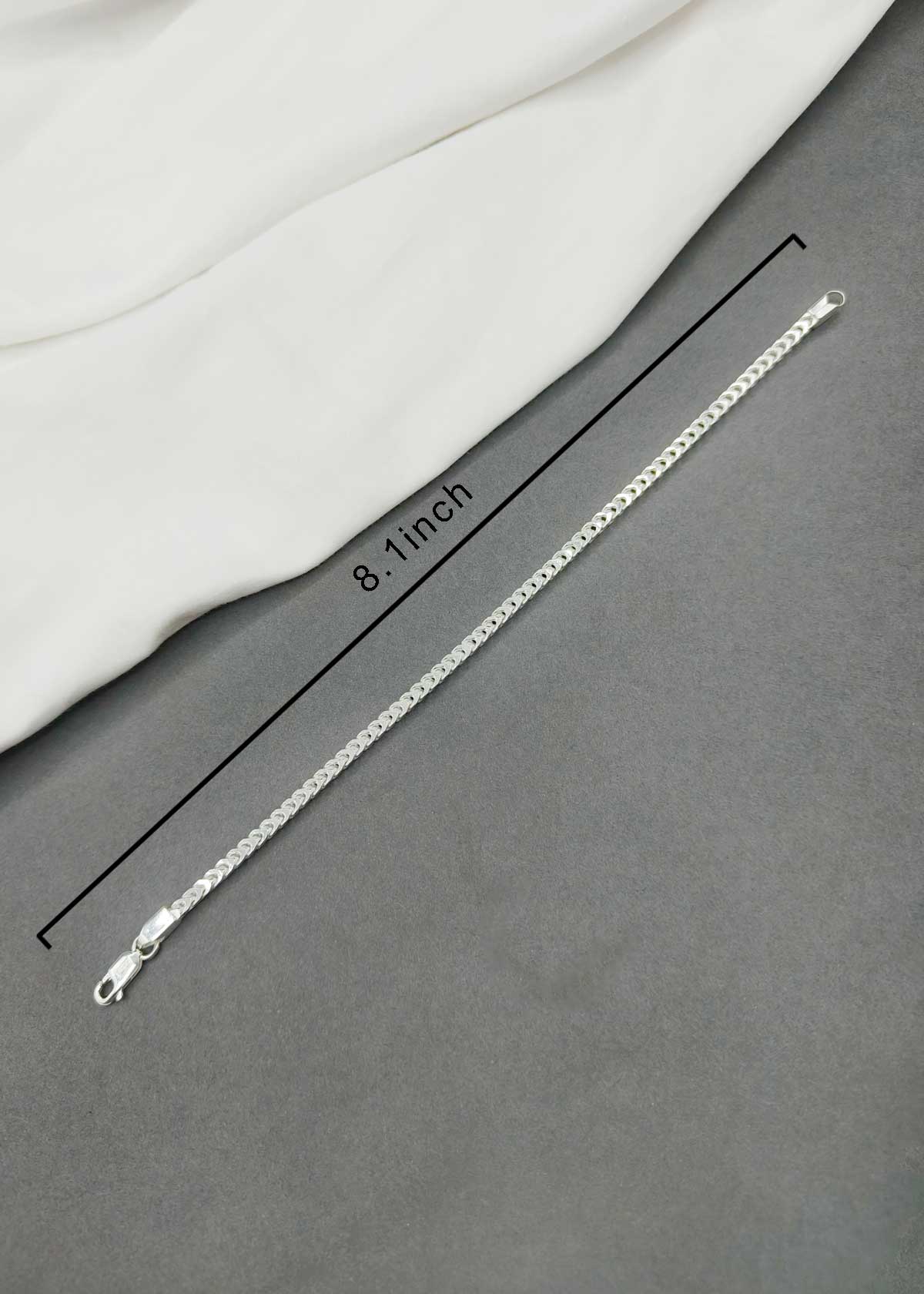 92.5 Sterling Silver Curb-Link Men's Loose Bracelet