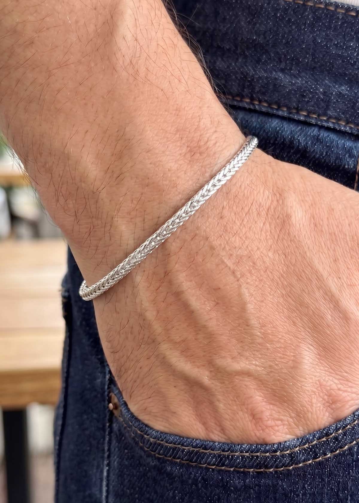 92.5 Sterling Silver Delicate Men's Loose Bracelet
