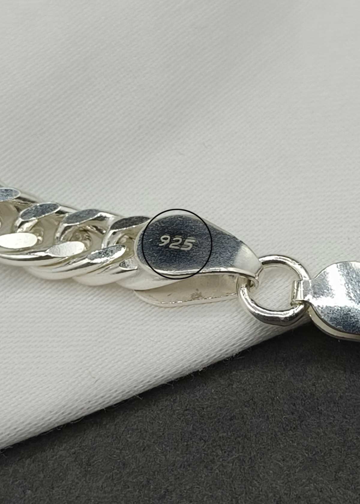 92.5 Sterling Silver Flat Curb-Link Men's Loose Bracelet