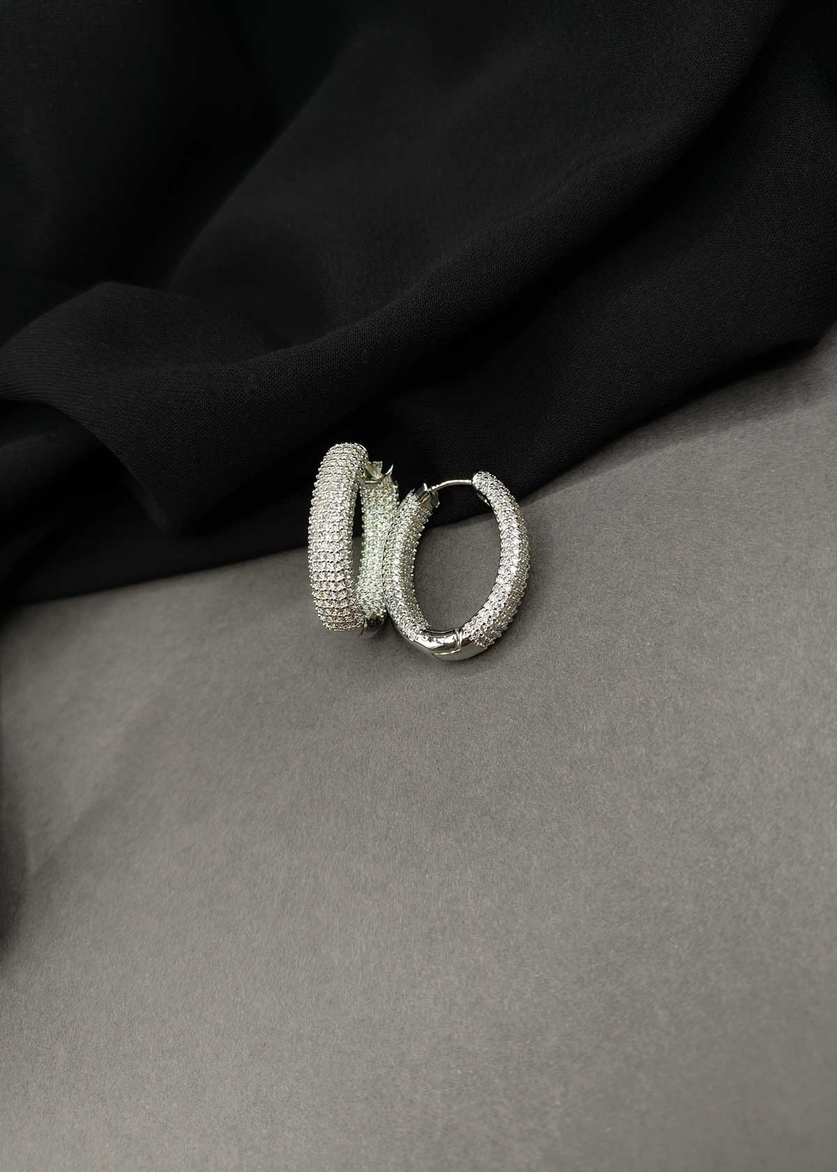 Fabulous Pavé Cubic Zircon Chunky Bali Hoop Earrings For Women