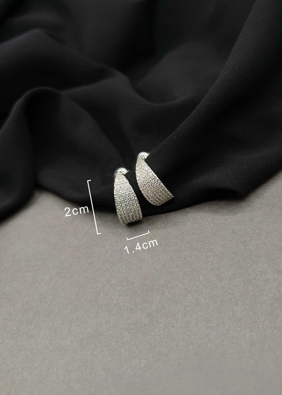 Gorgeous Diamond-Look Cubic Zircon Tapered Crescent Bali Earrings For Women