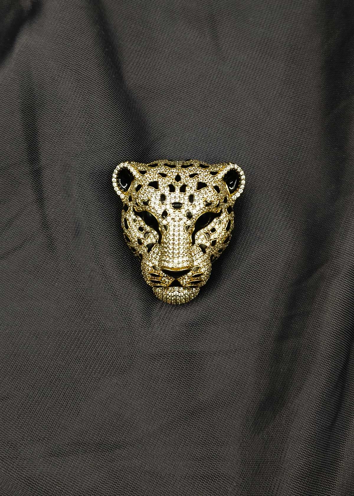 Fierce Diamond-Look Cubic Zircon Large Leopard Face Brooch / Lapel Pin